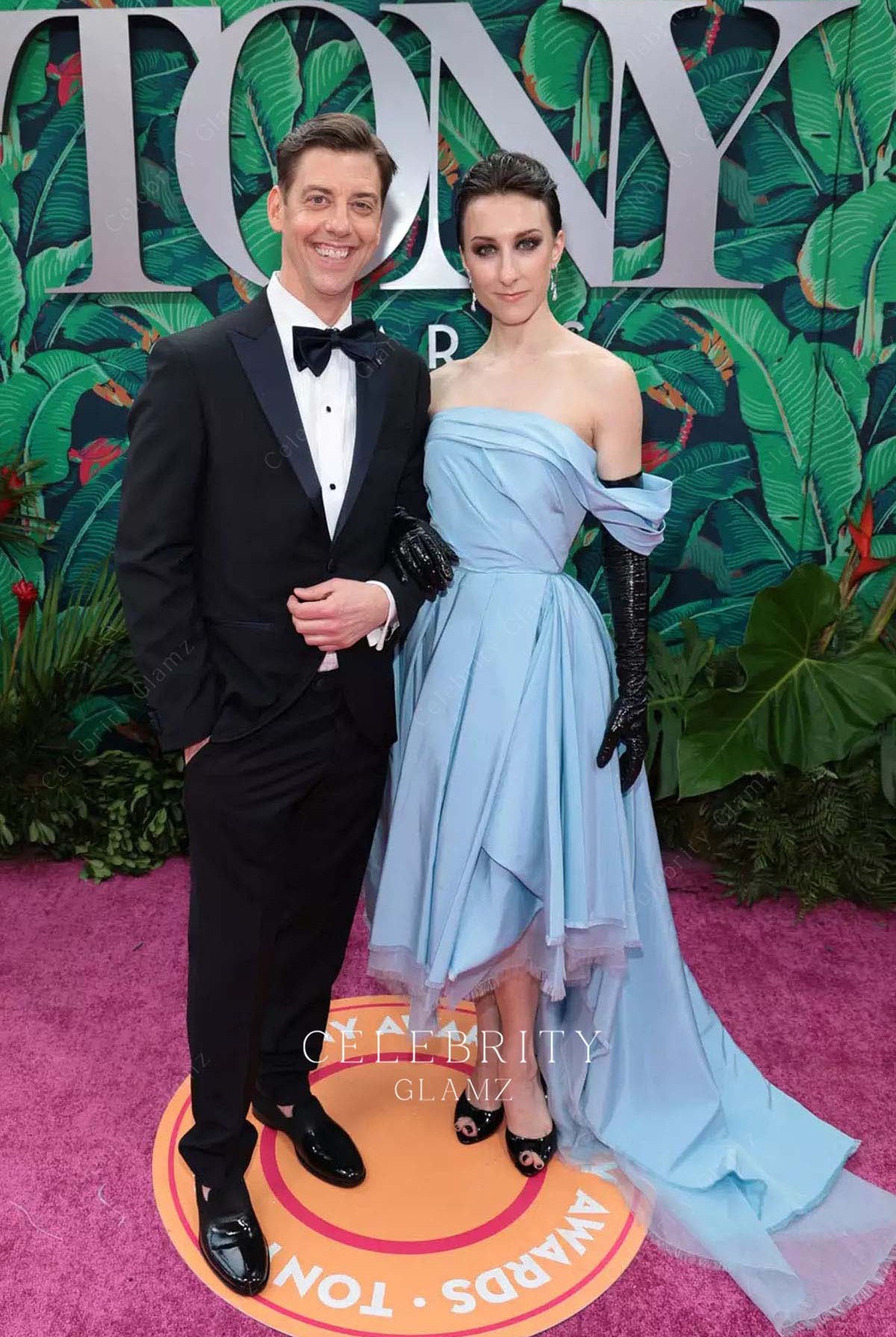 Skye Maddox baby blue high to low prom dress 76th tony awards