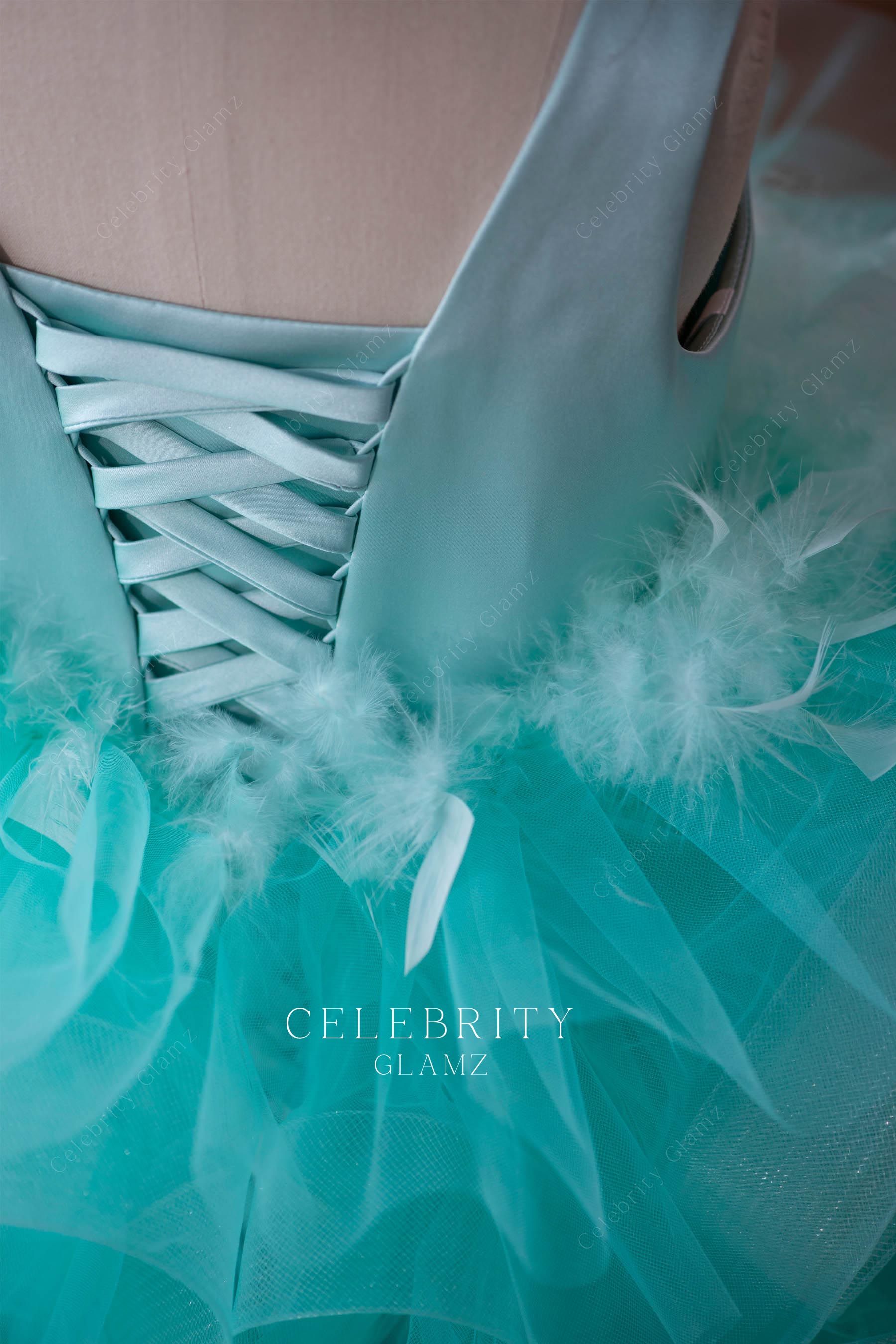 spa green ruffled tulle little girl dress