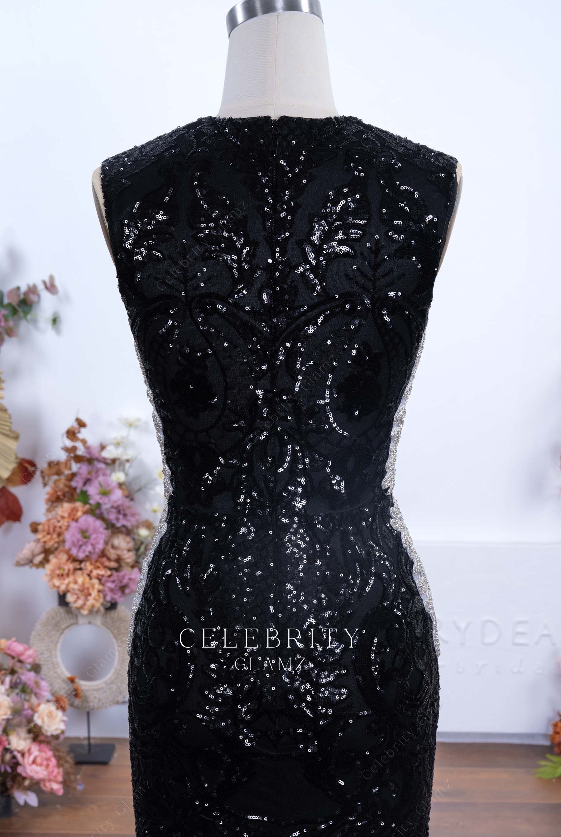 sparkly black sequin prom dress