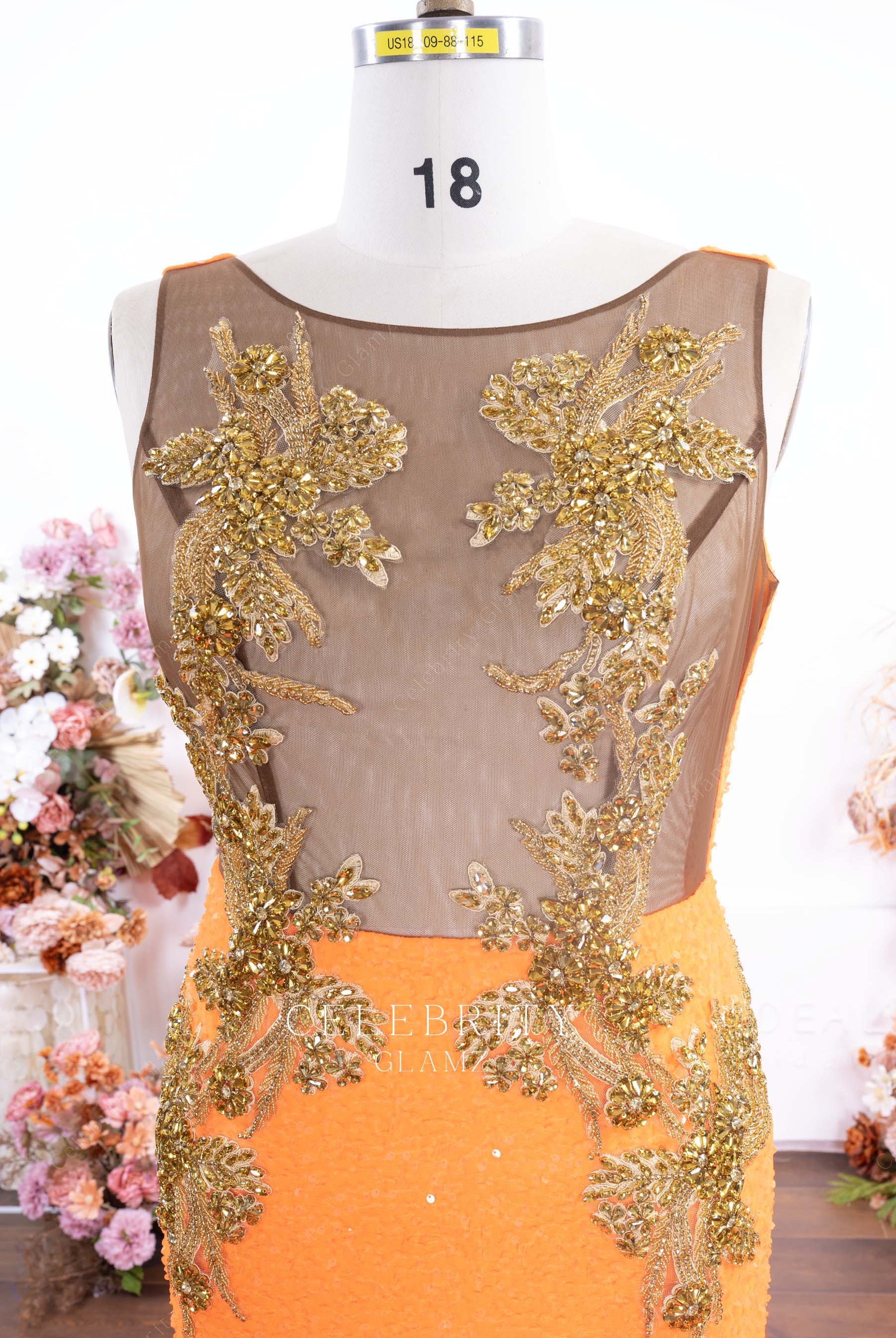 sparkly crystals sleeveless prom dress