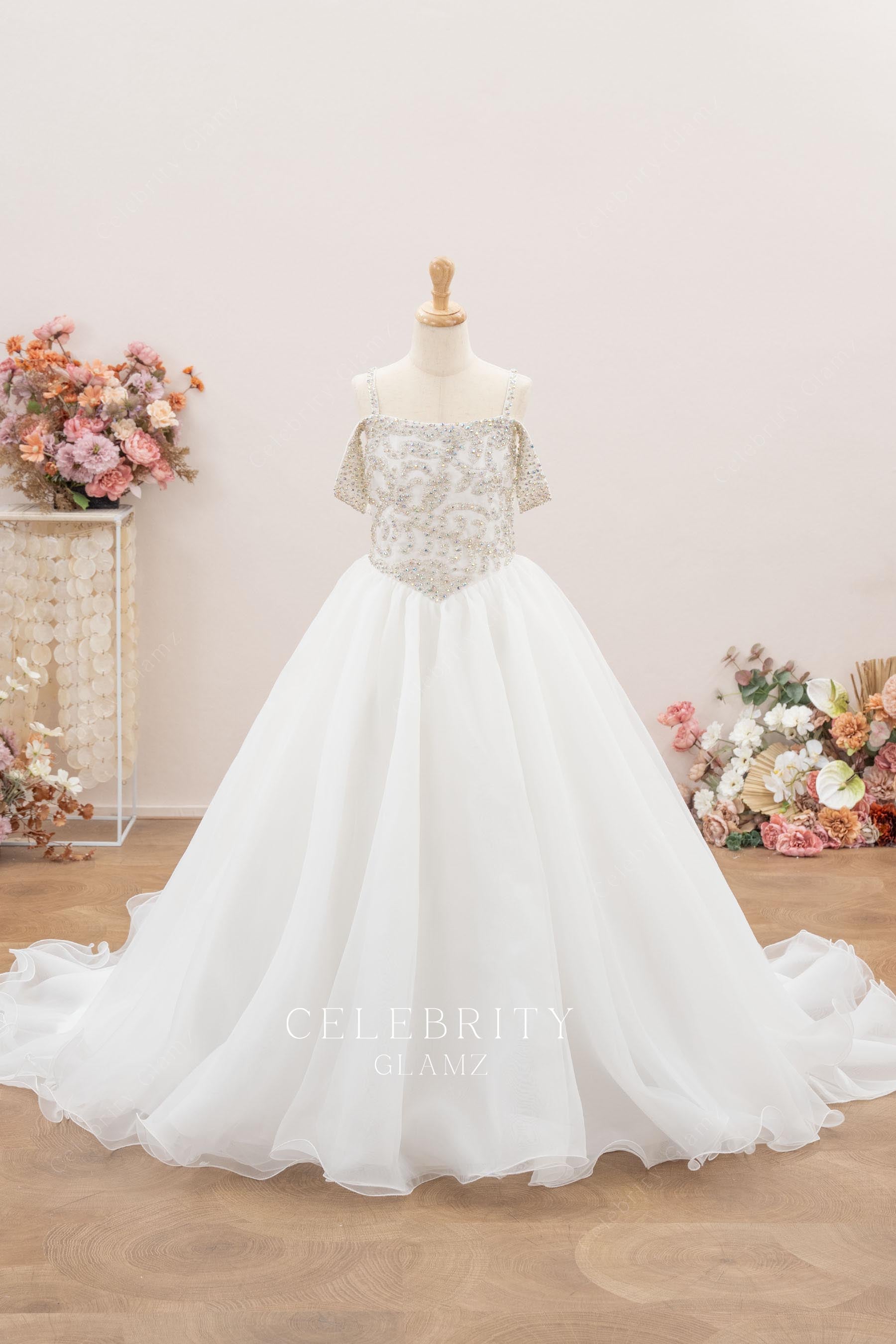 sparkly rhinestones a line first communion dress