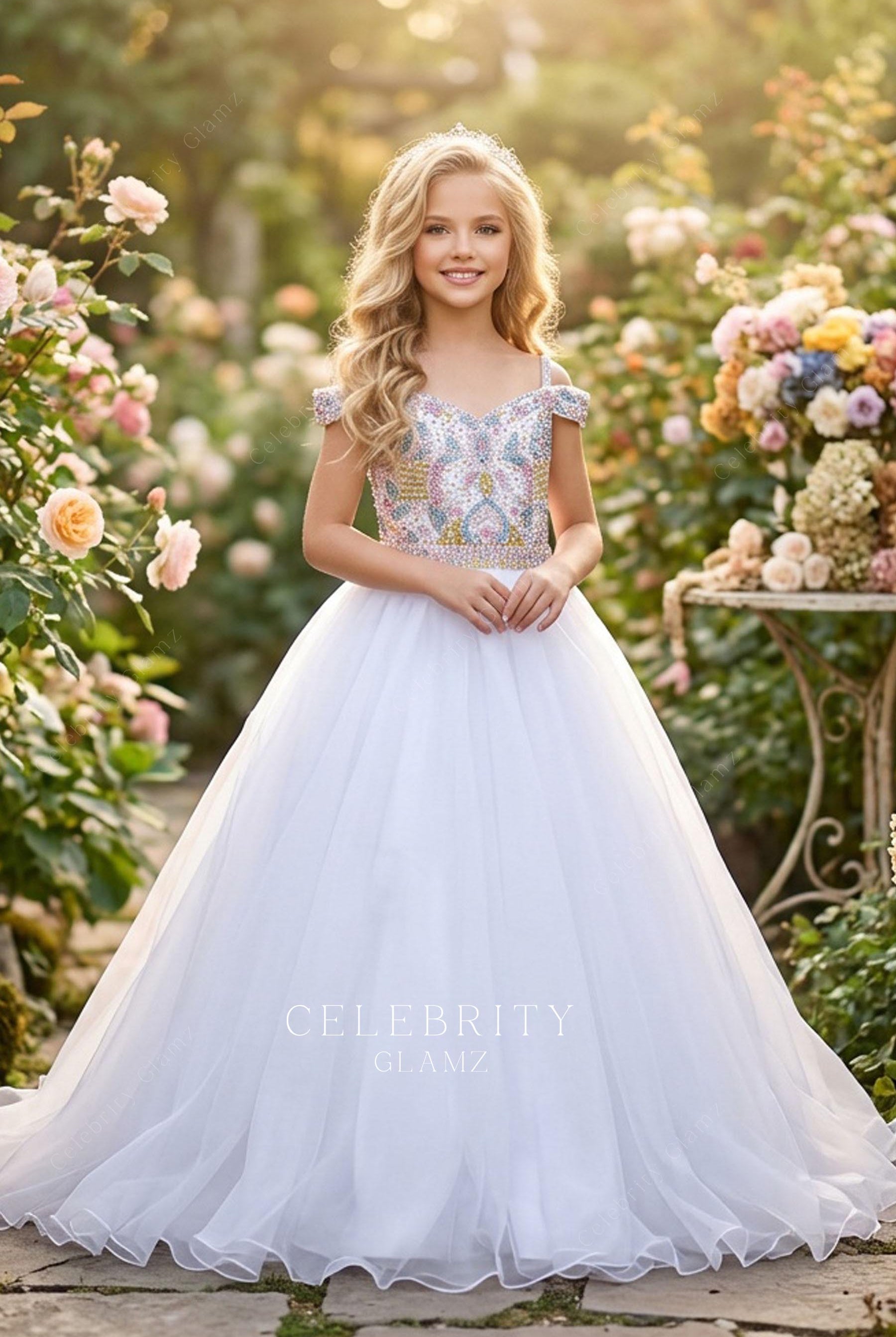 sparkly rhinestones a line pageant dress