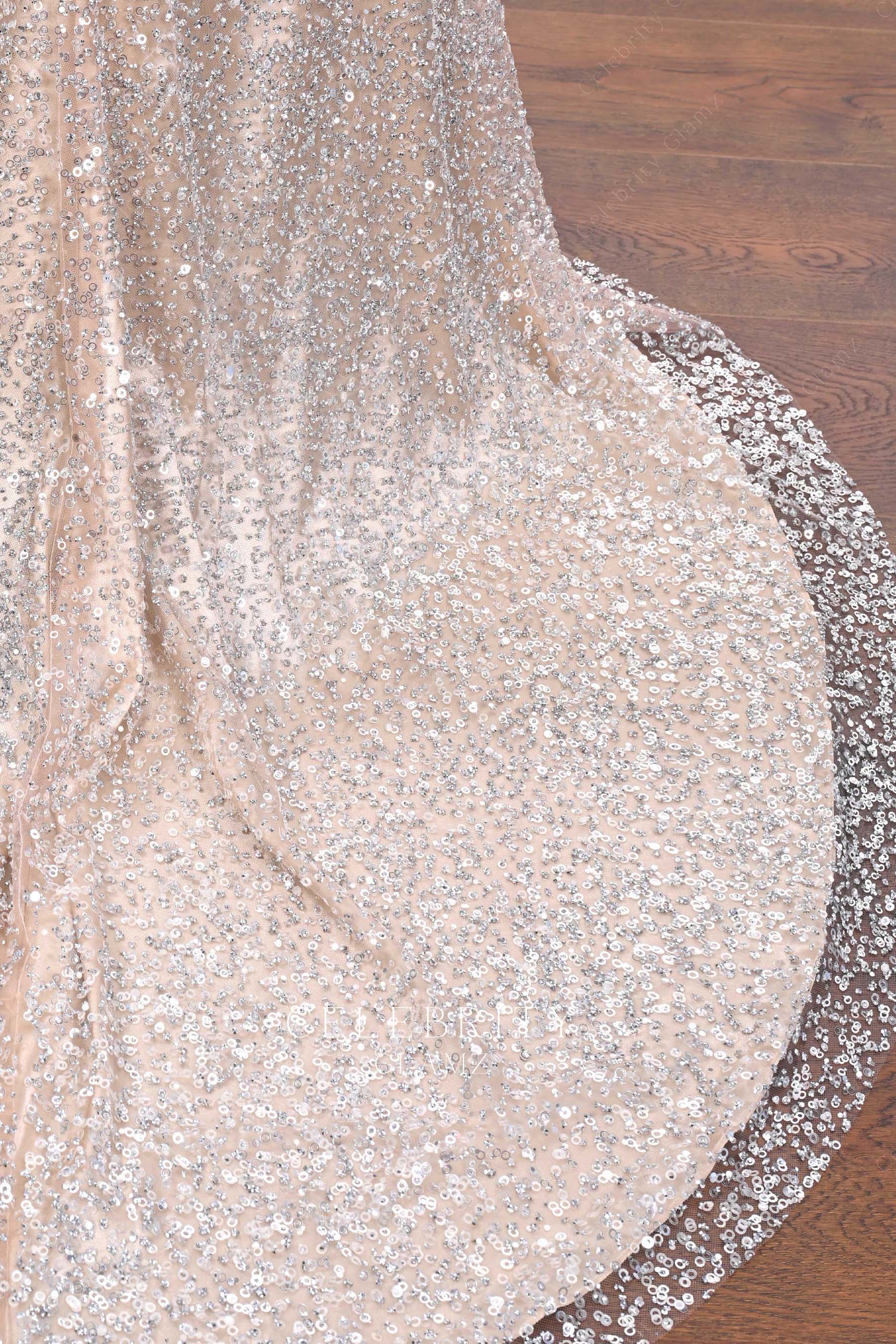sparkly sequin court train prom dress