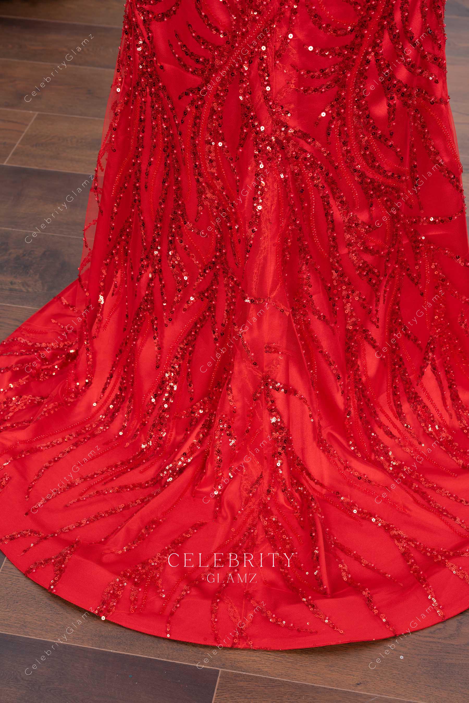 sparkly sequin lace horsehair prom dress