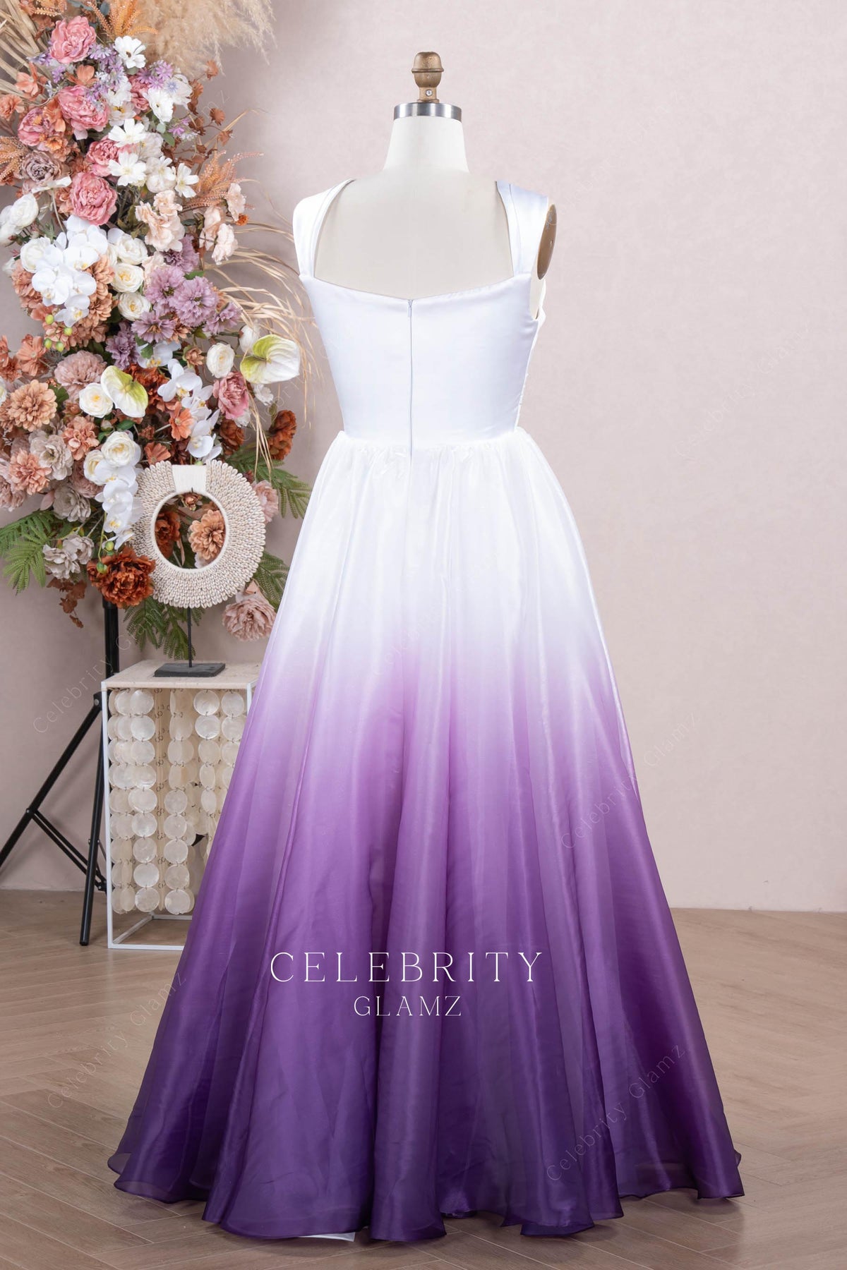 square back floor length wedding dress