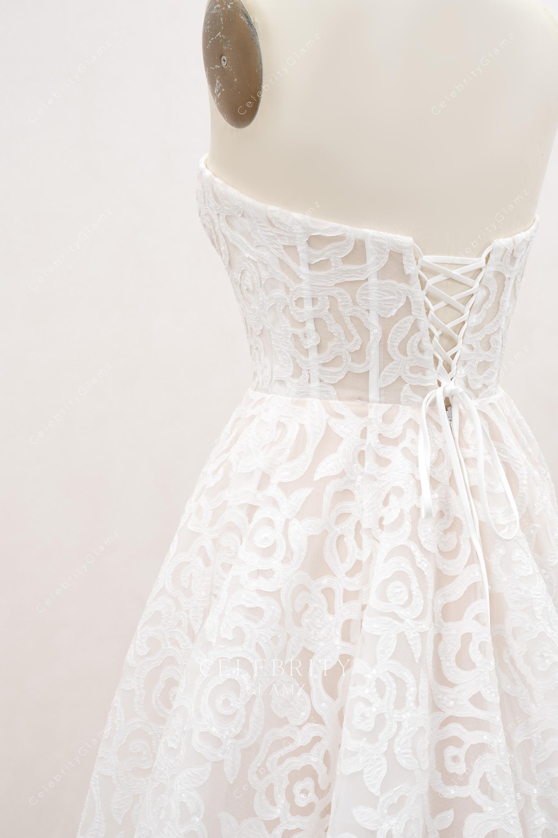 strapless open back bridal dress