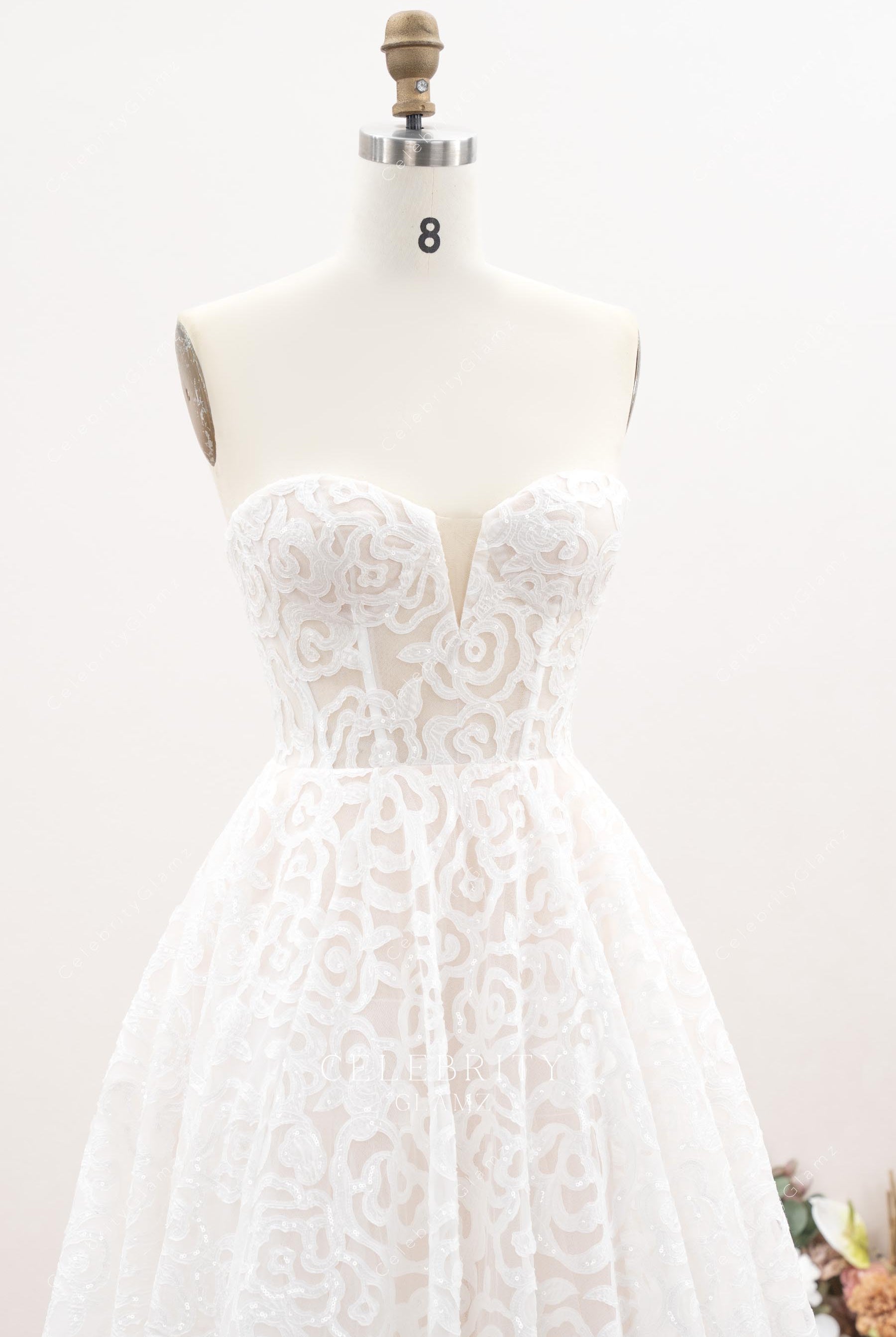 strapless sweetheart neck a line bridal dress