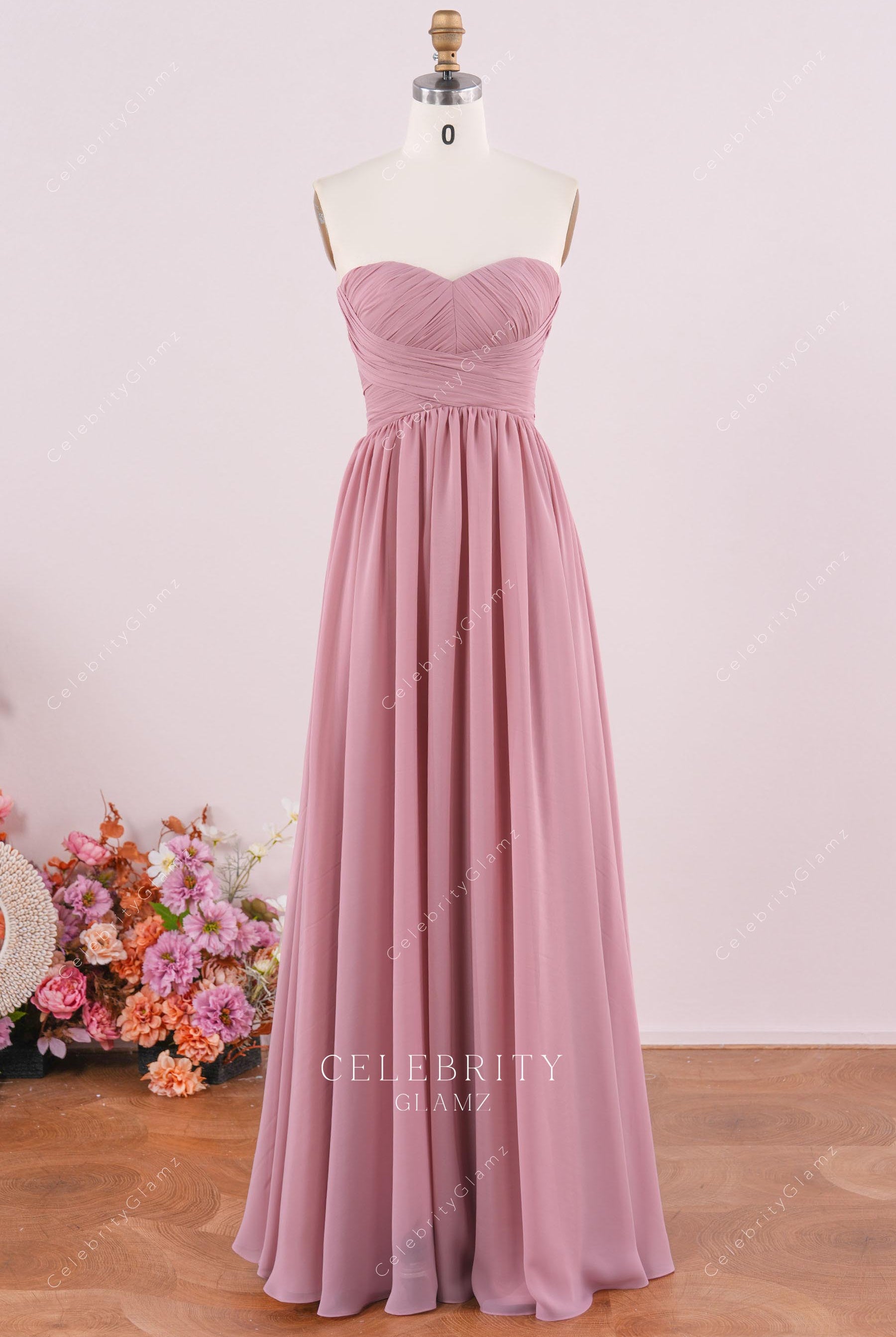 strapless sweetheart neck bridesmaid dress