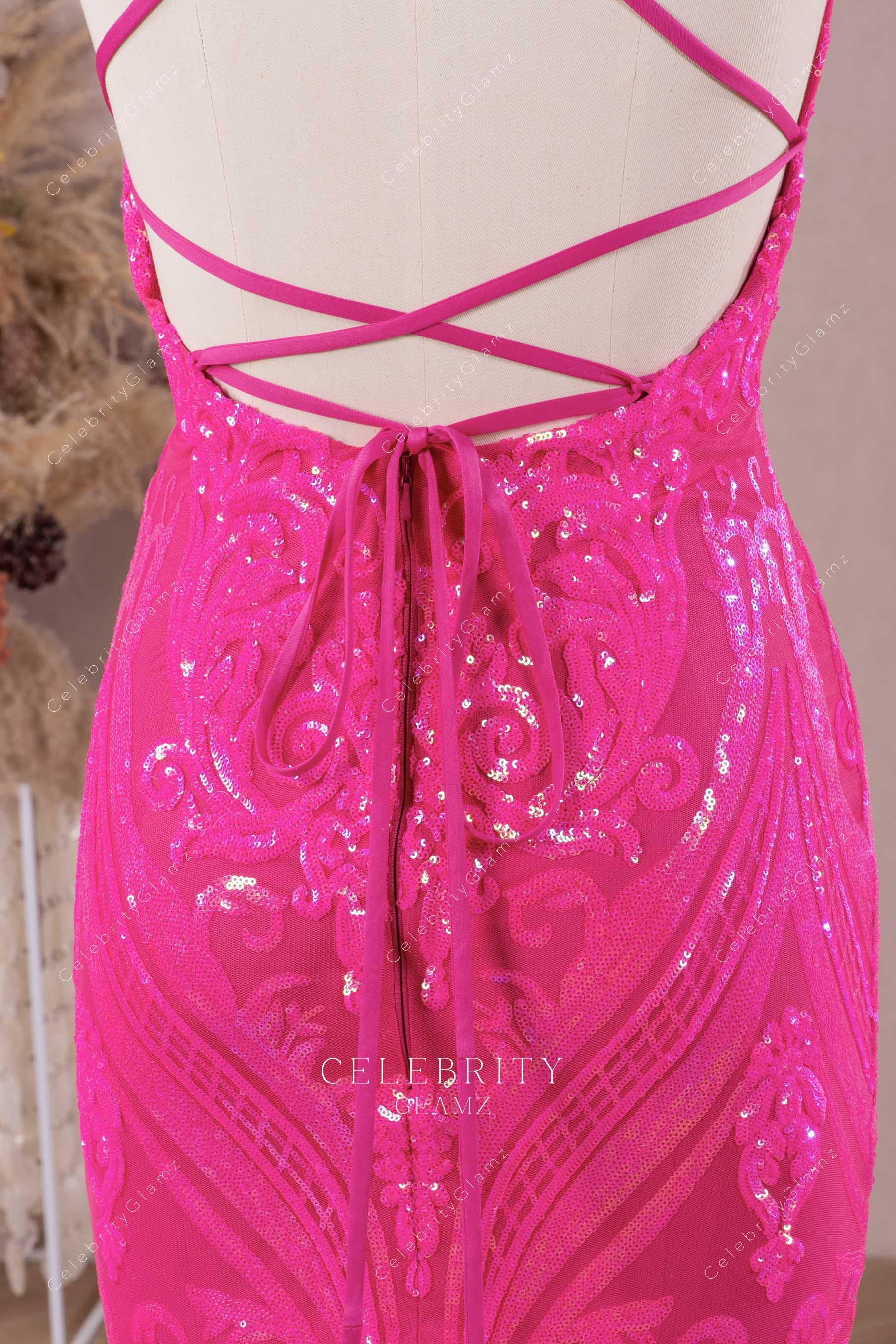 strappy open back prom dress