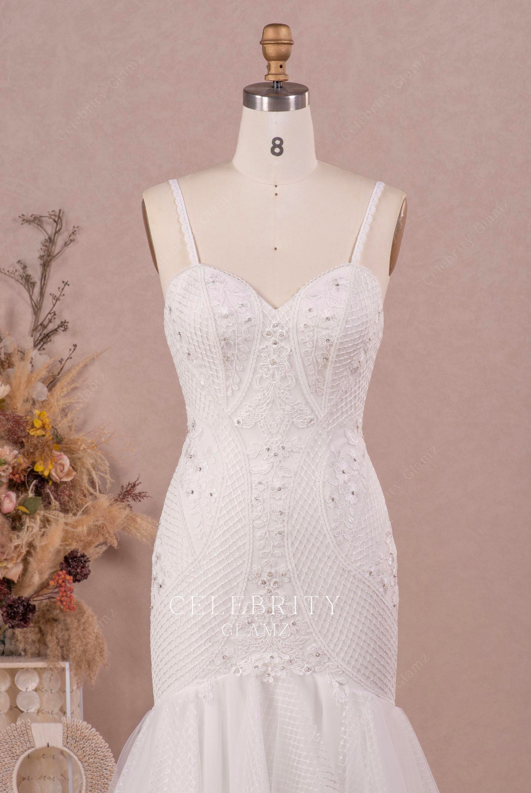 straps sweetheart neck bridal dress