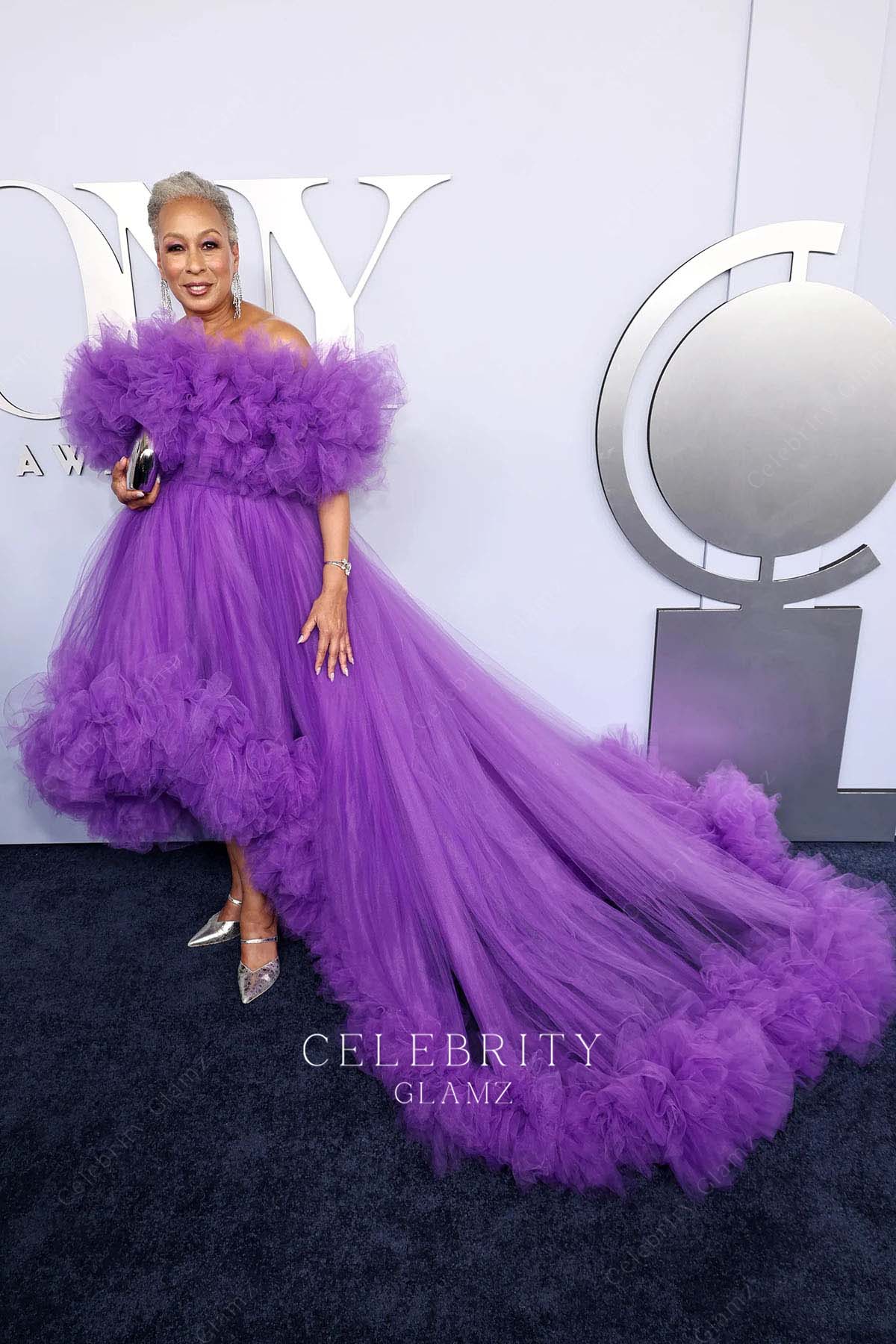 Tamara Tunie court train formal dress 2024 tony awards