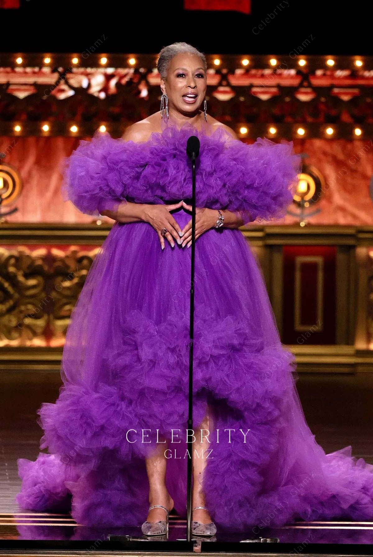 Tamara Tunie ruffled a line formal dress 2024 tony awards
