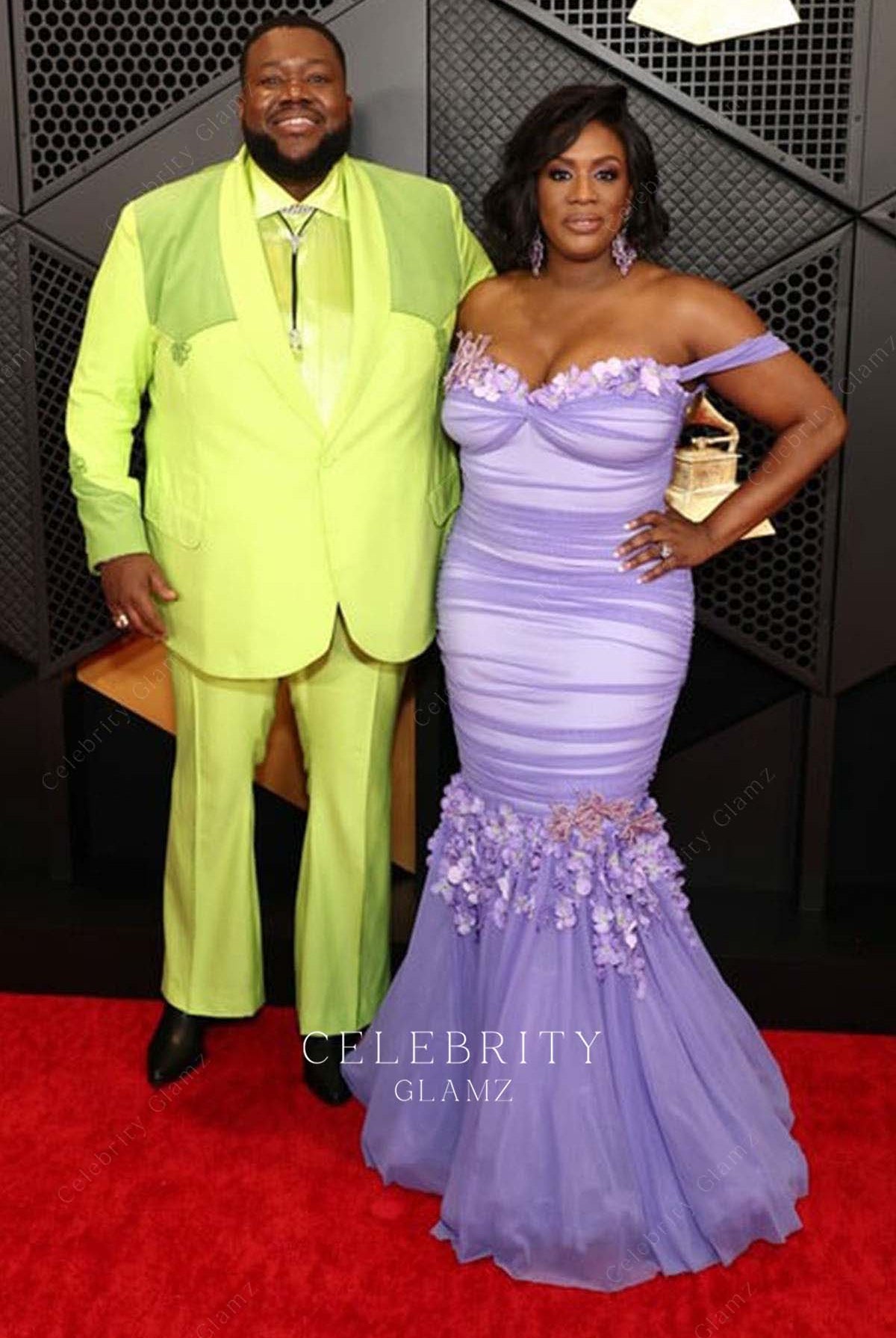 Tanya Blount lilac sweetheart prom dress Grammys red carpet 2024