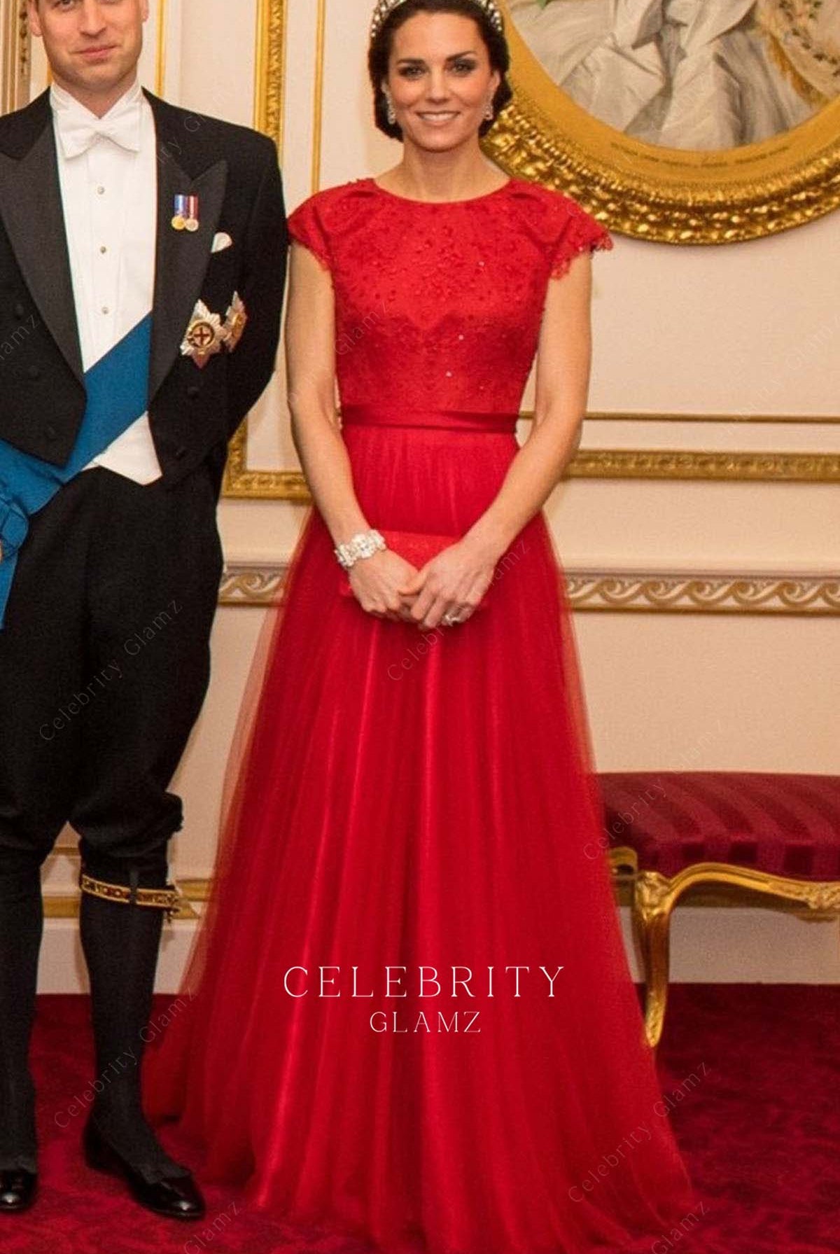 The Duchess jewel neck reception diplomatic corps Buckingham palace 2016