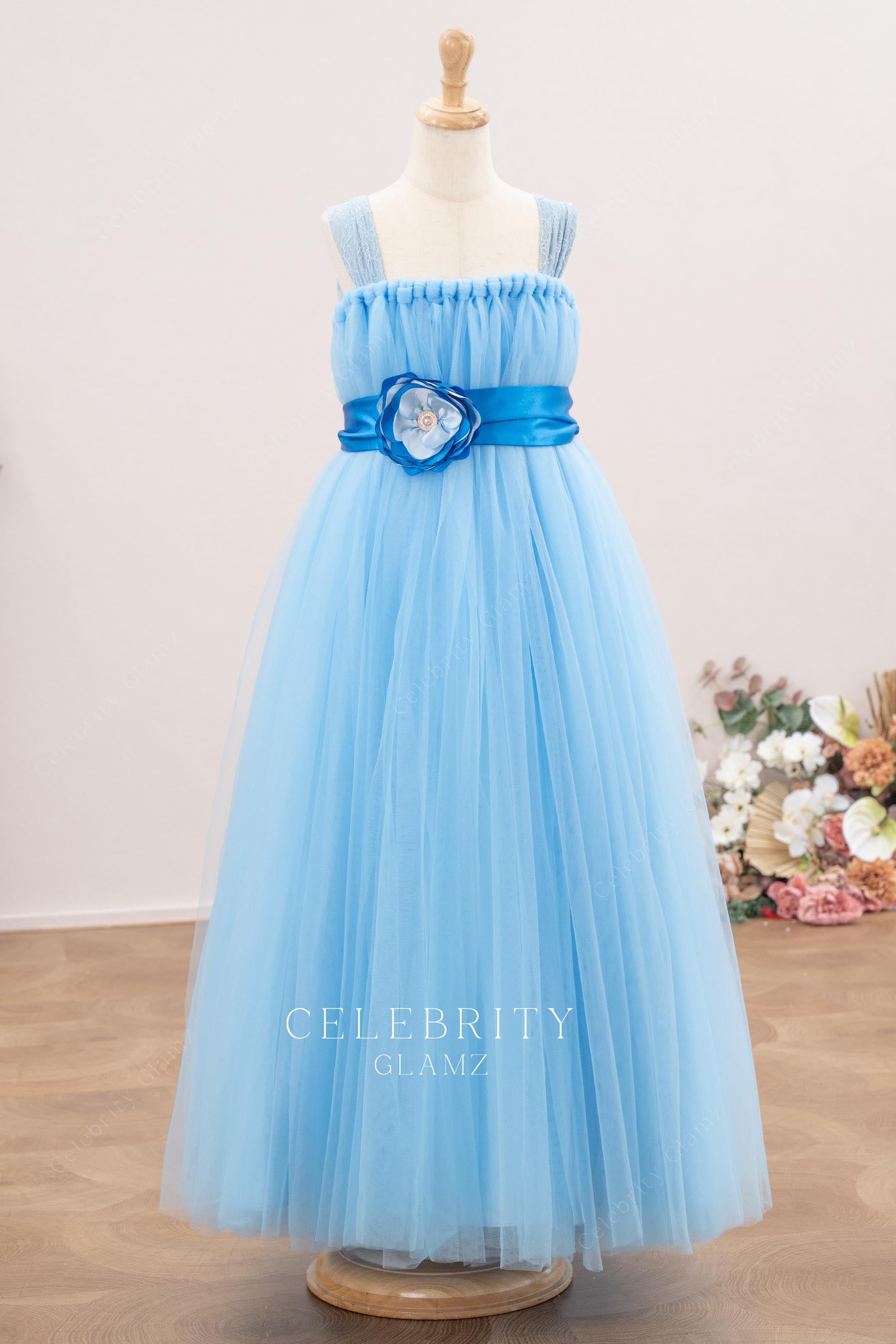 two tone a line flower girl dress