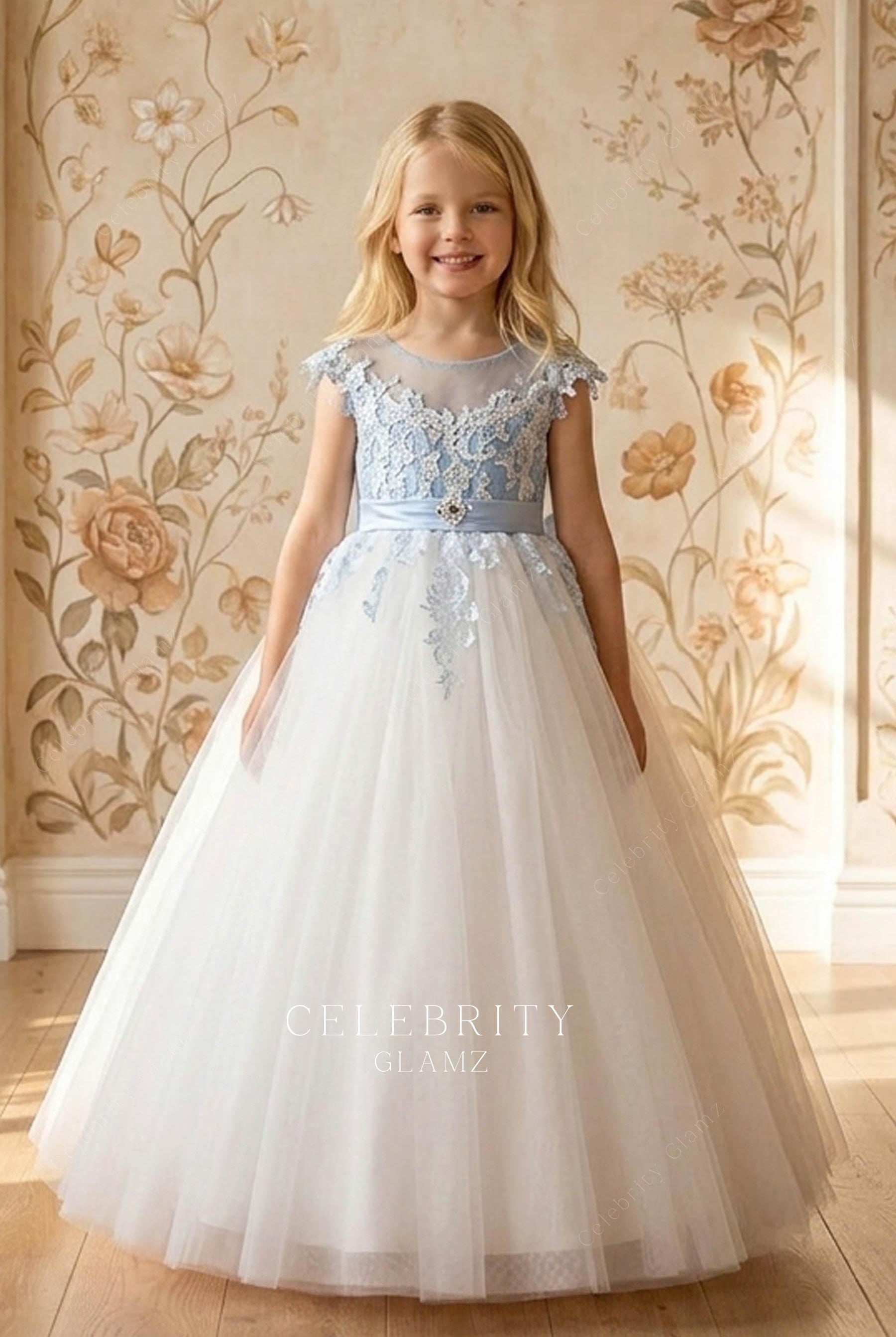 two tone a line flower girl dress