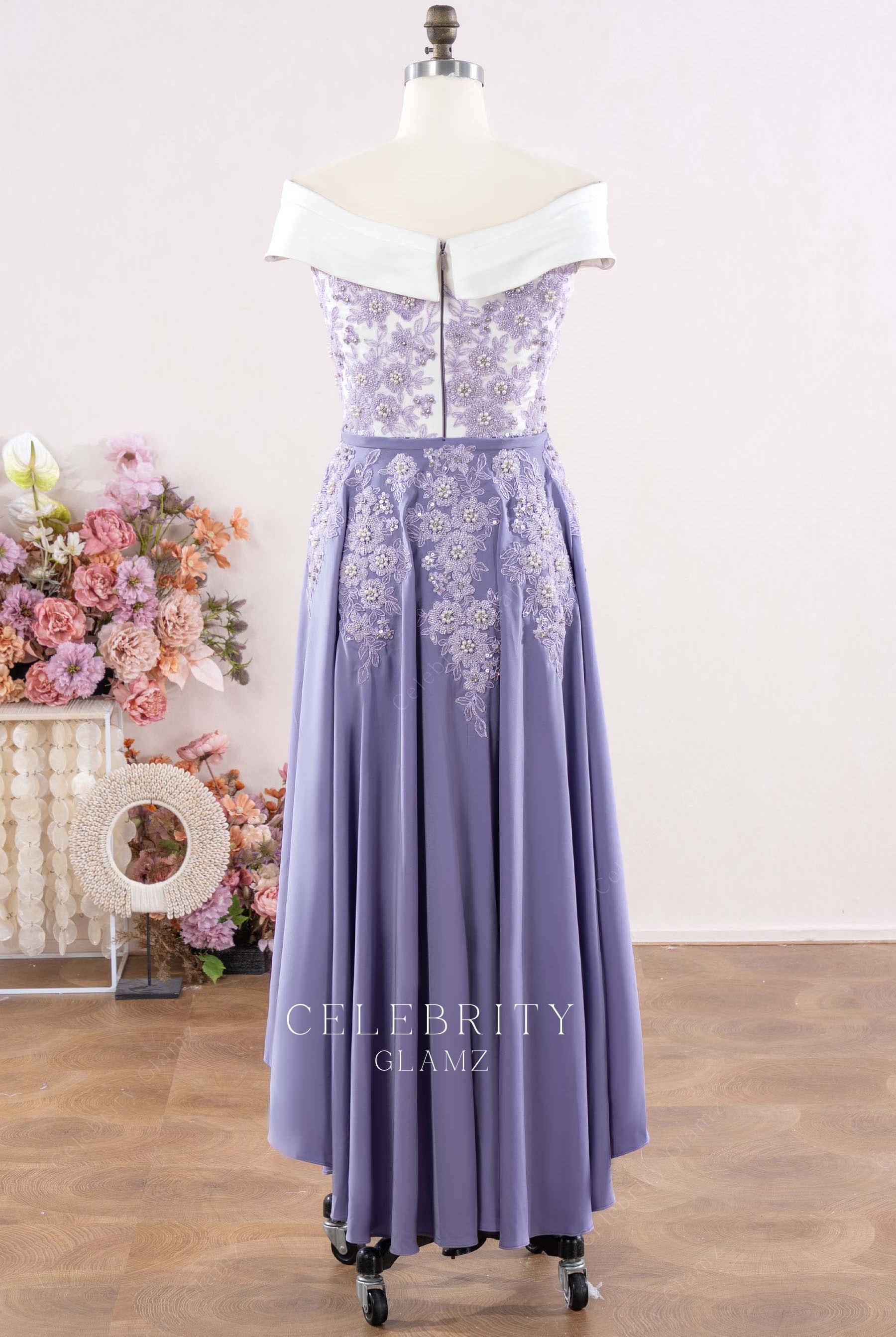 two tone detachable overskirt mother of bride dress
