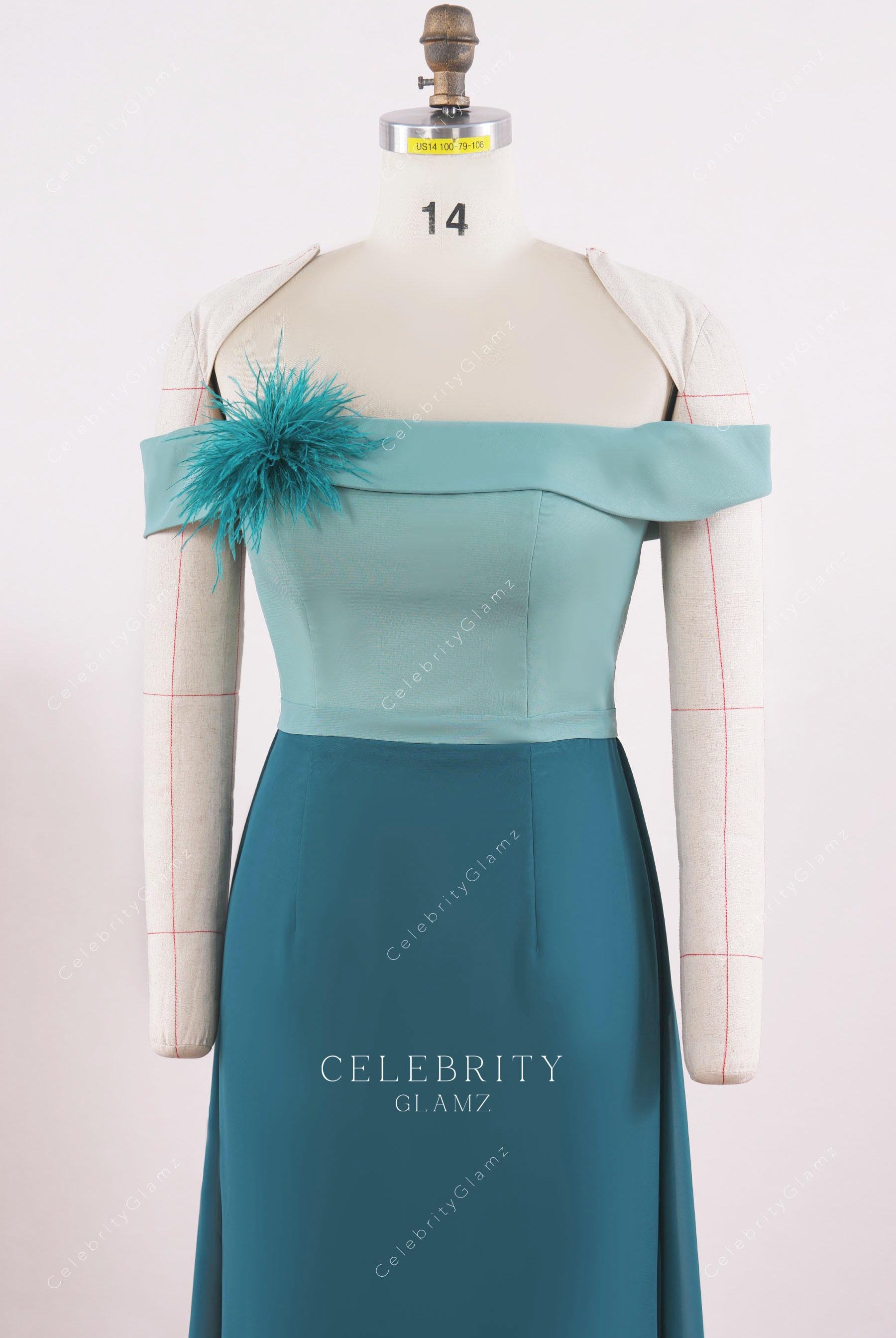 two tone drop sleeve mother of bride dress