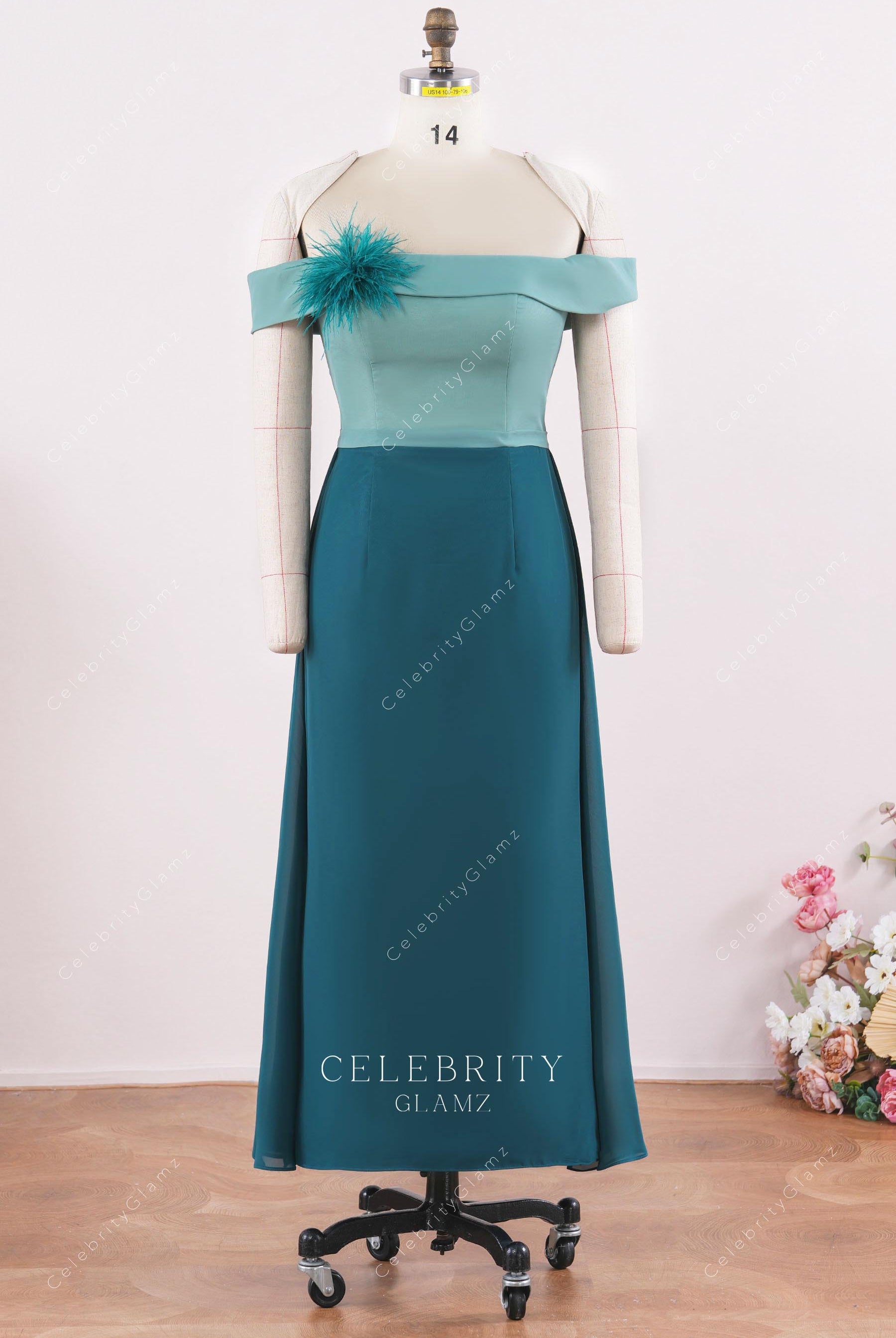 two tone pencil mother of bride dress
