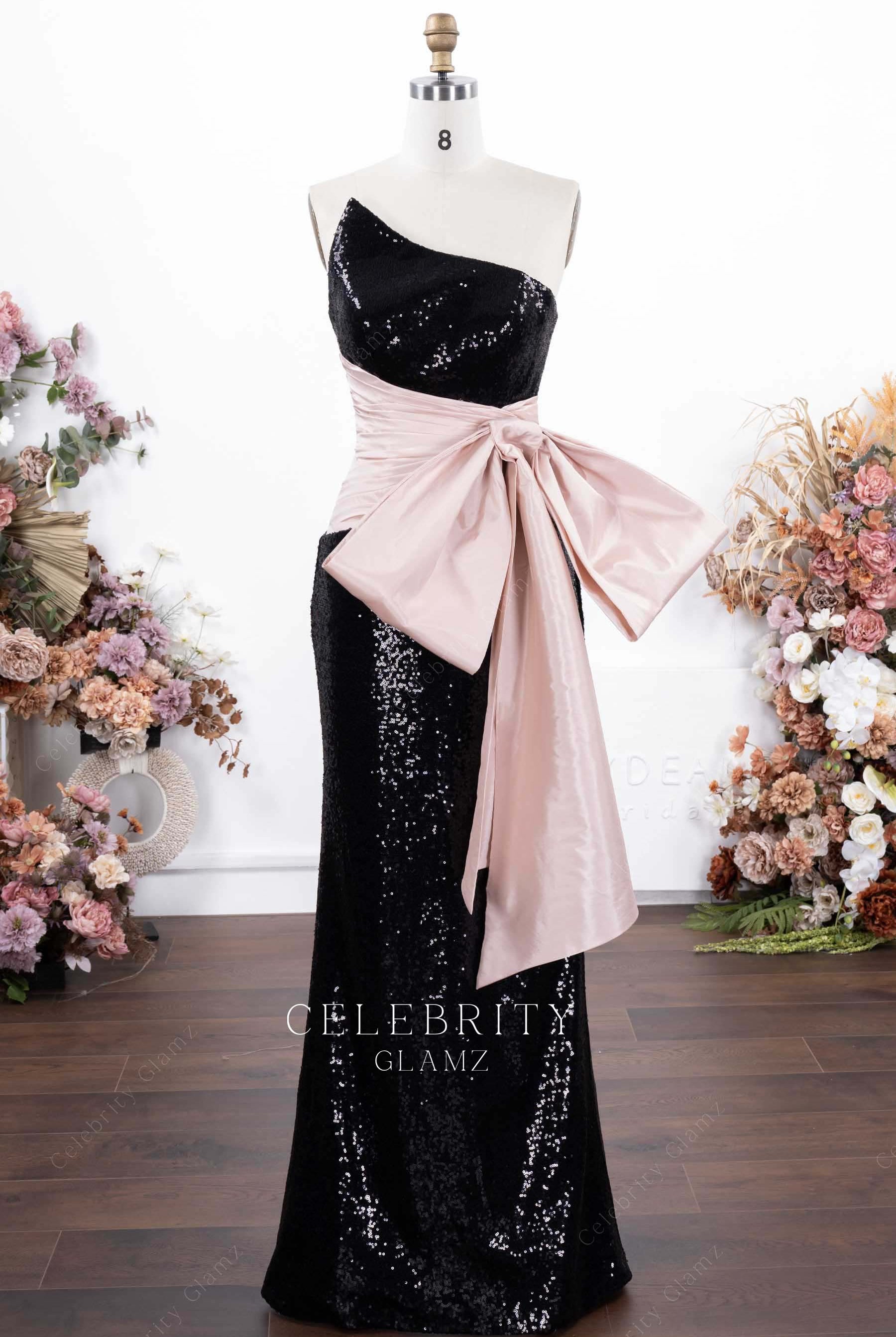 two tone sequined formal dress