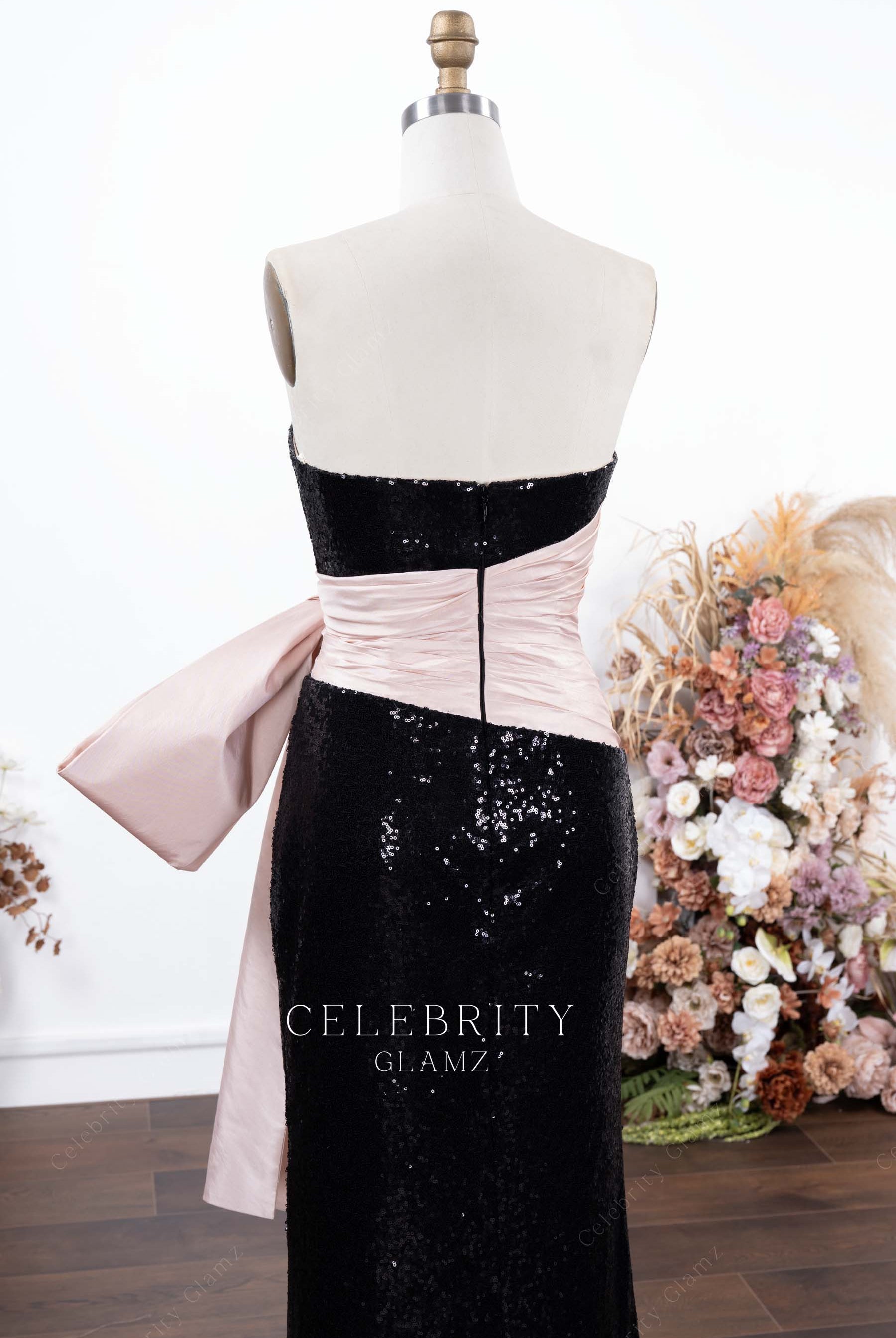 two tone stapless formal dress