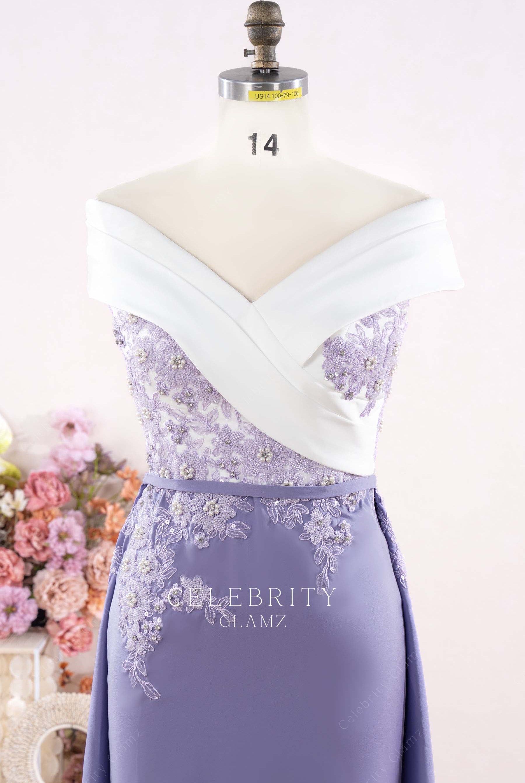 two tone v neck mother of bride dress