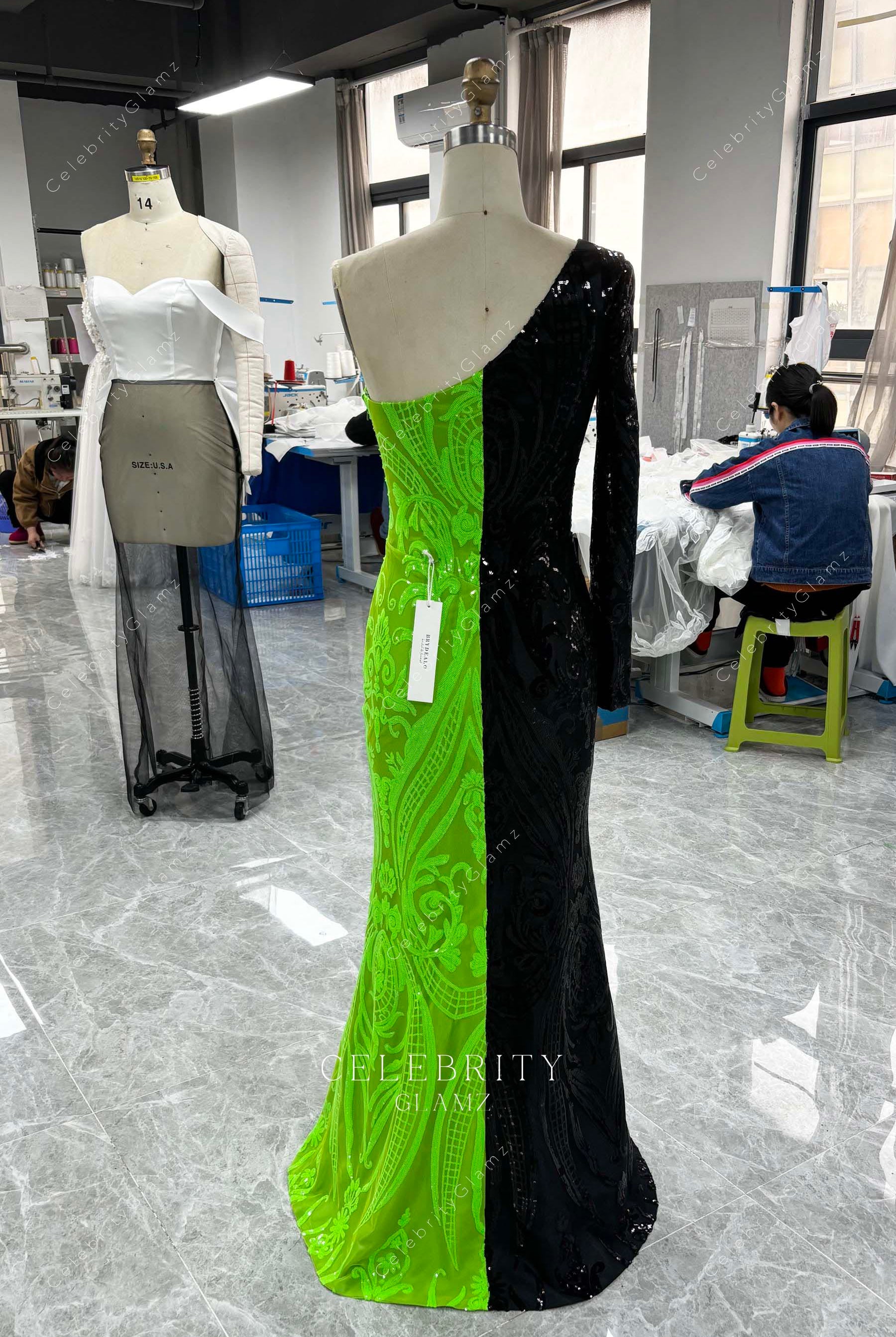 unique two tone fit flare formal dress