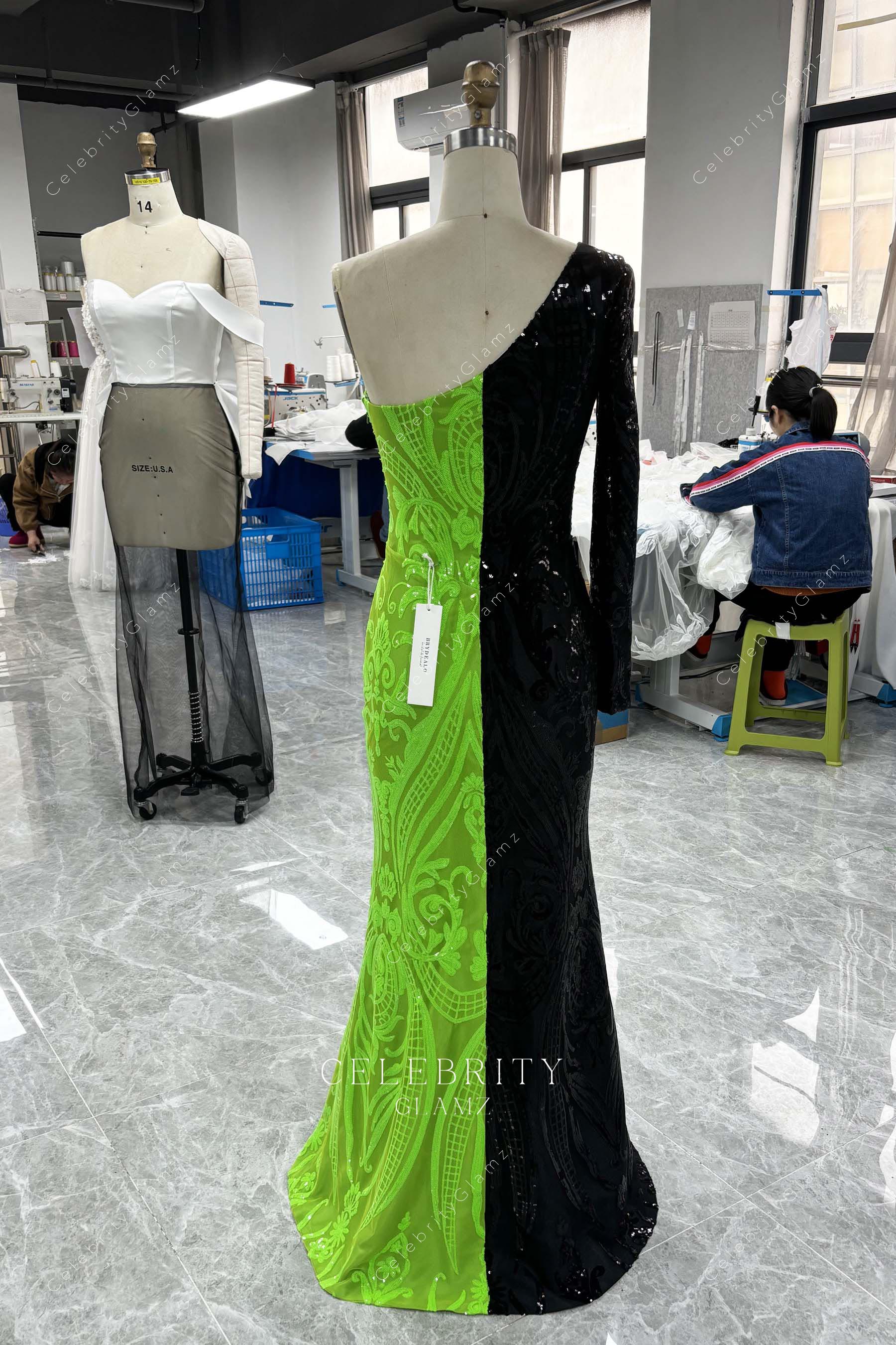 unique two tone fit flare formal dress