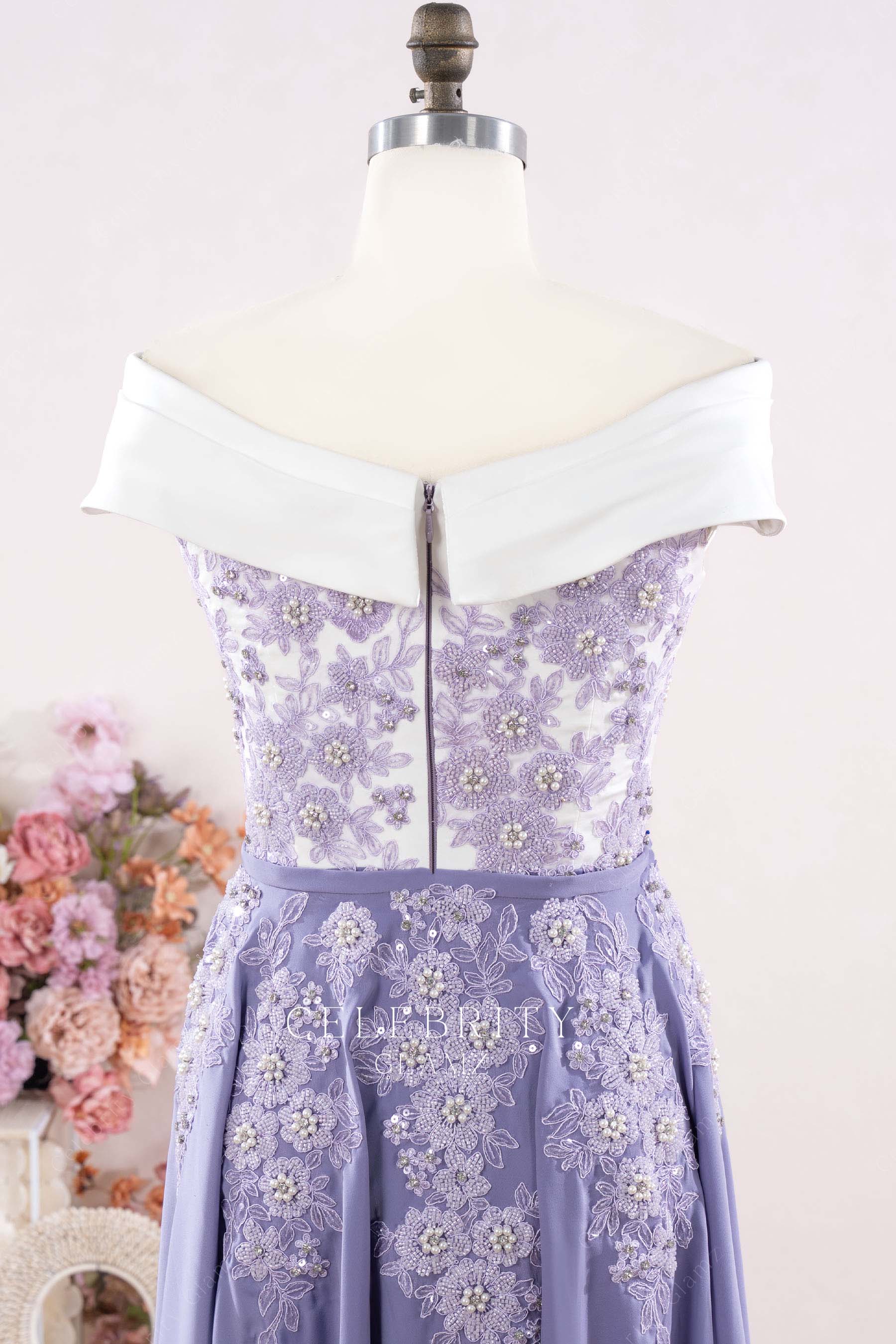 v back lace appliques mother of bride dress