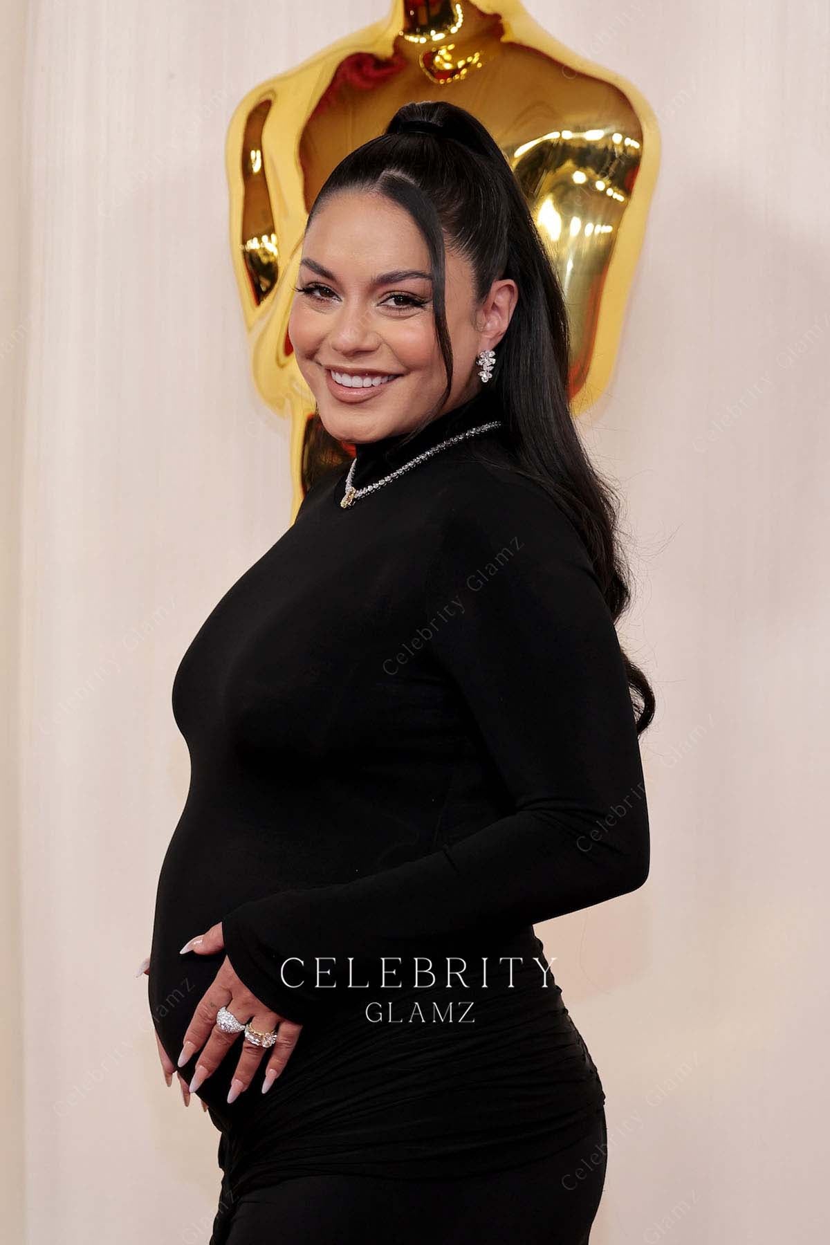 Vanessa Hudgens high neck formal dress 2024 Oscars red carpet