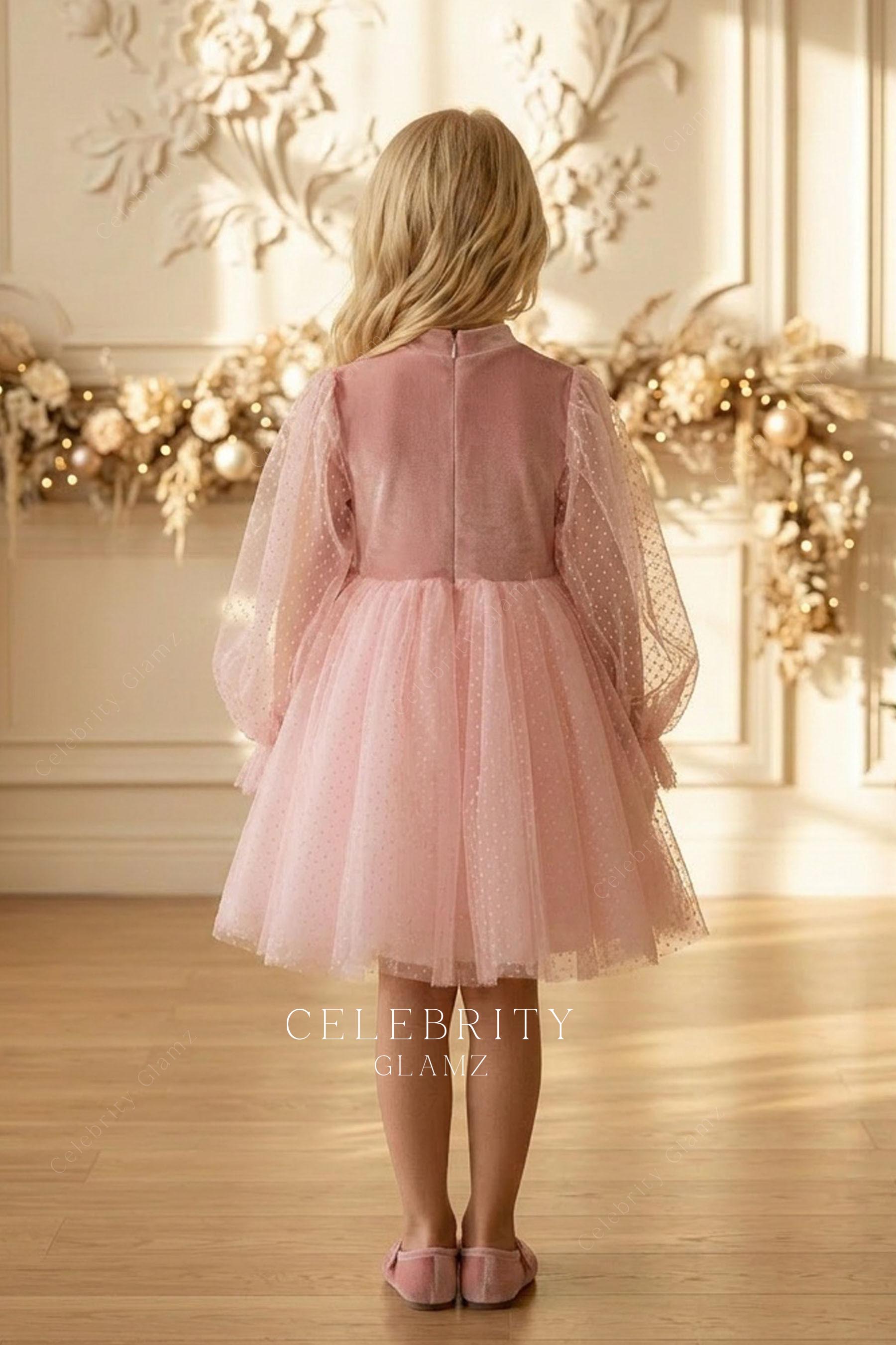velvet high neck little girl holiday dress