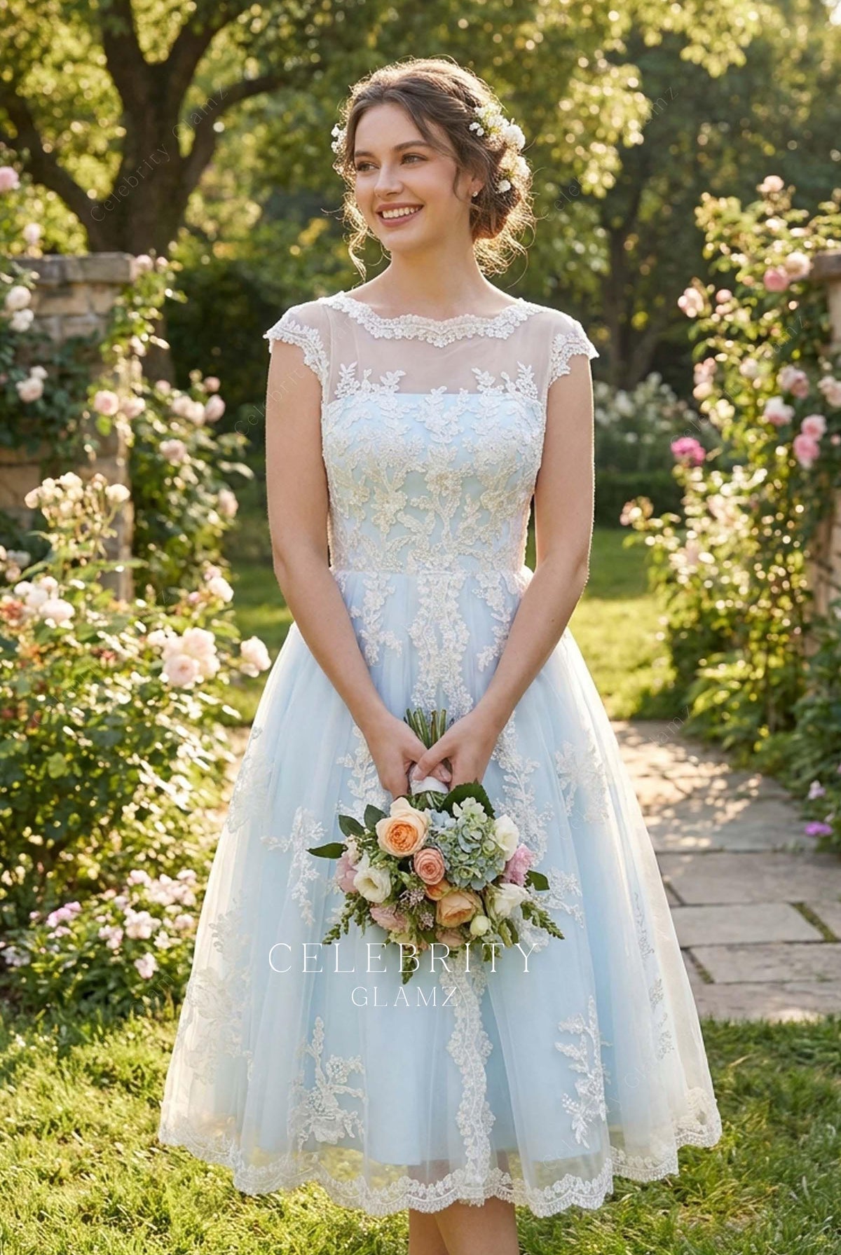 vintage cap sleeves casual wedding dress