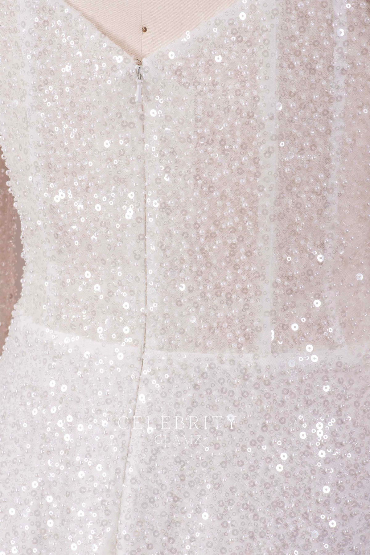 visible boning beaded wedding dress