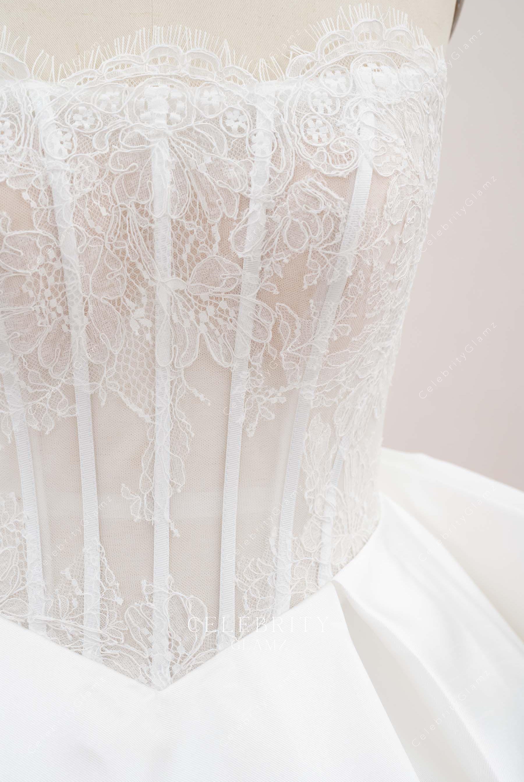 visible boning lace bridal dress