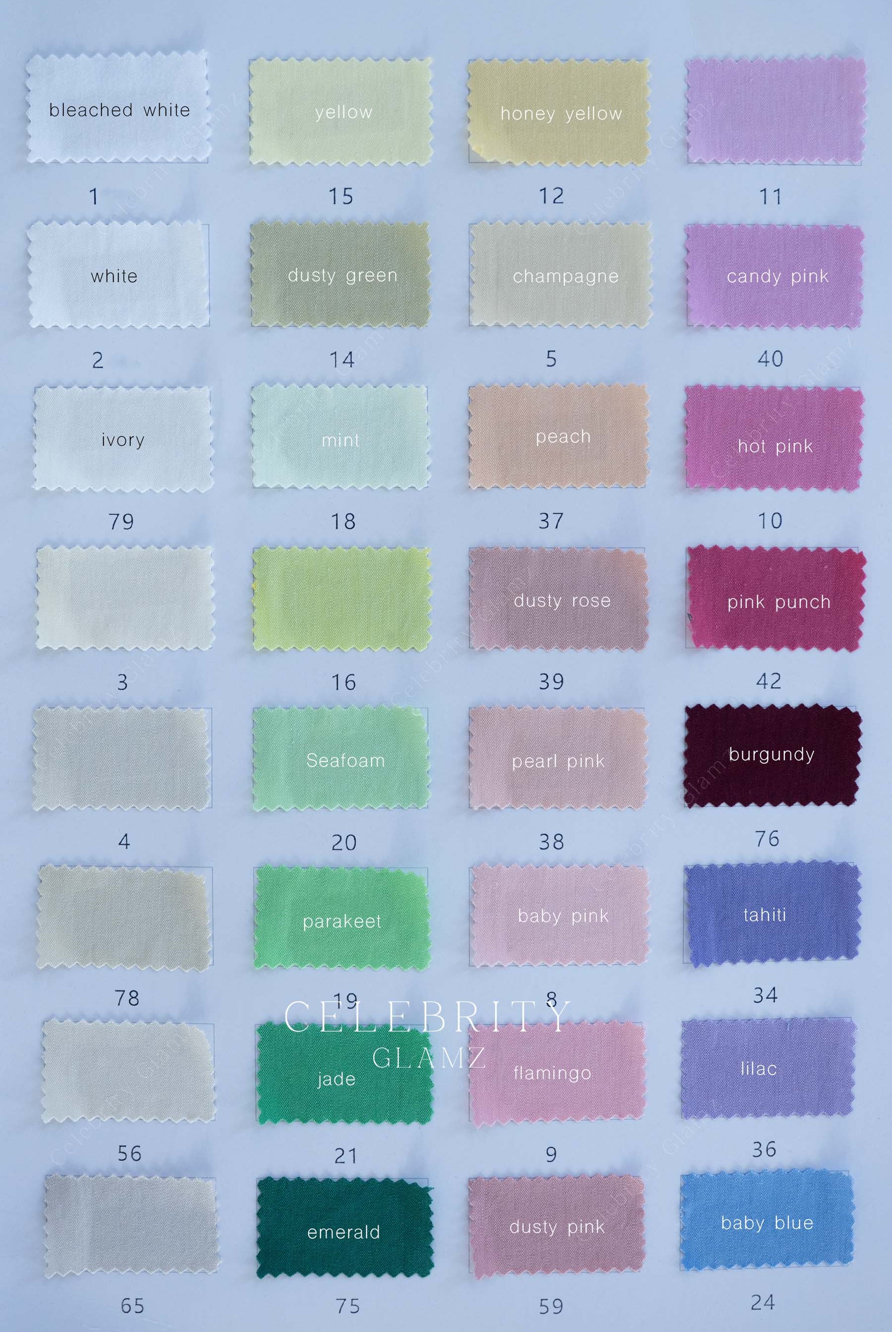 washed vintage poplin fabric color chart