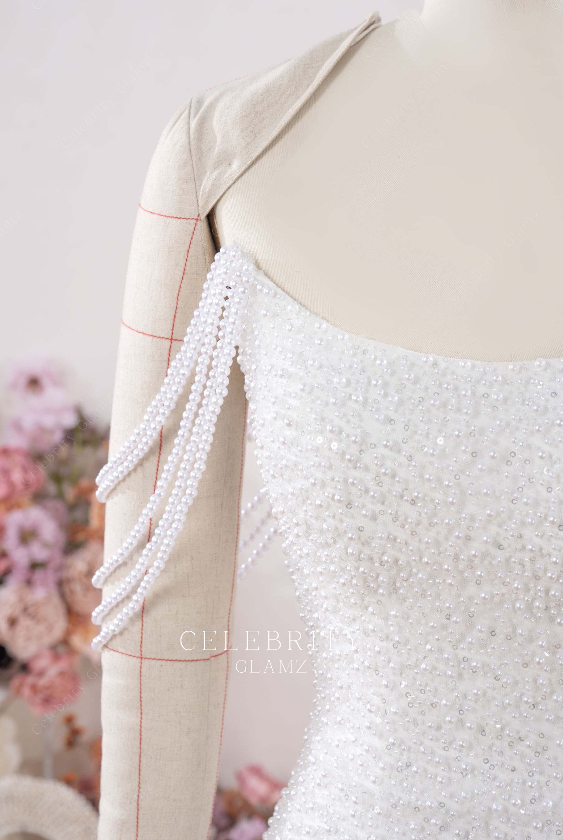 white glitter scoop homecoming dress