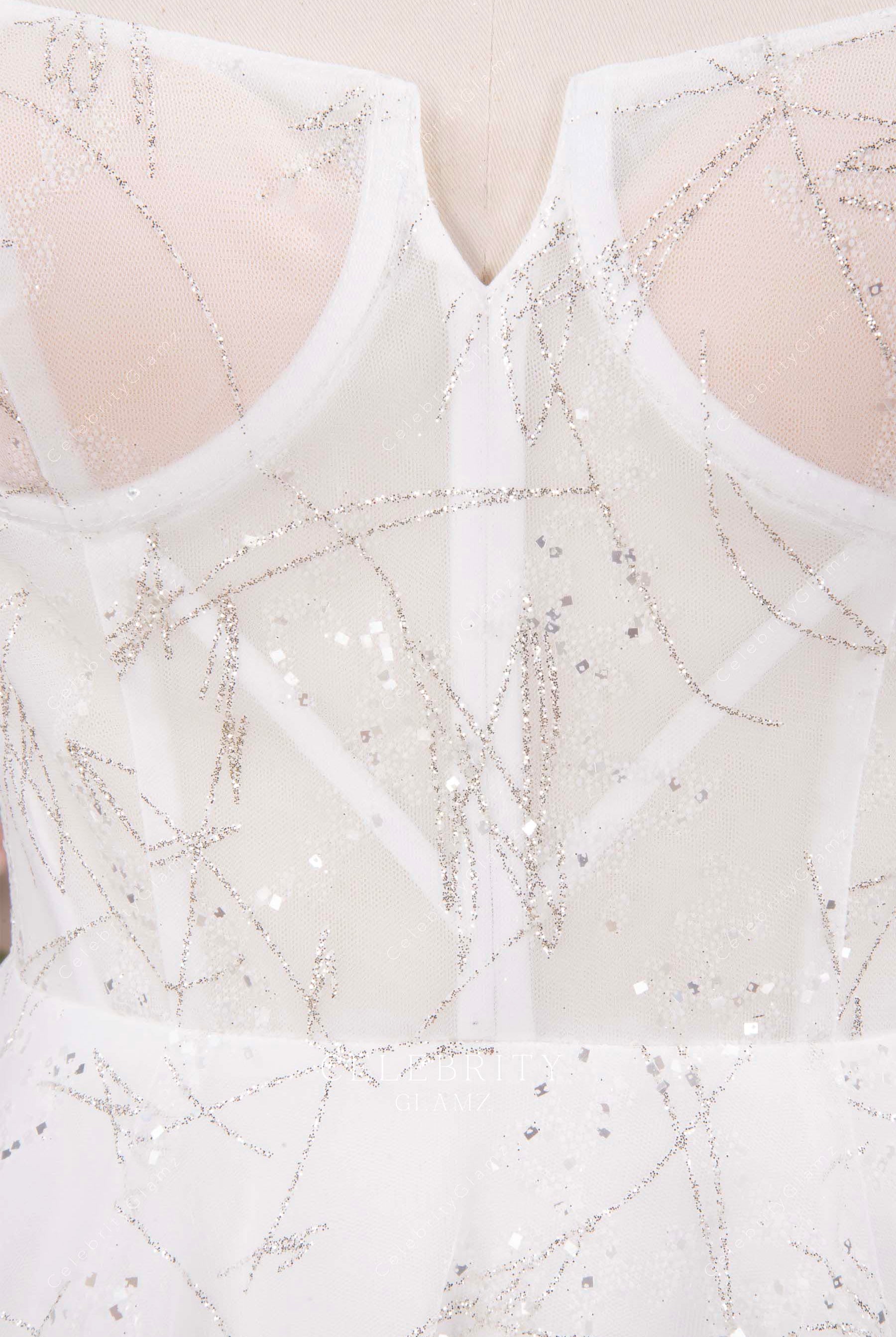 white illusion corset wedding dress