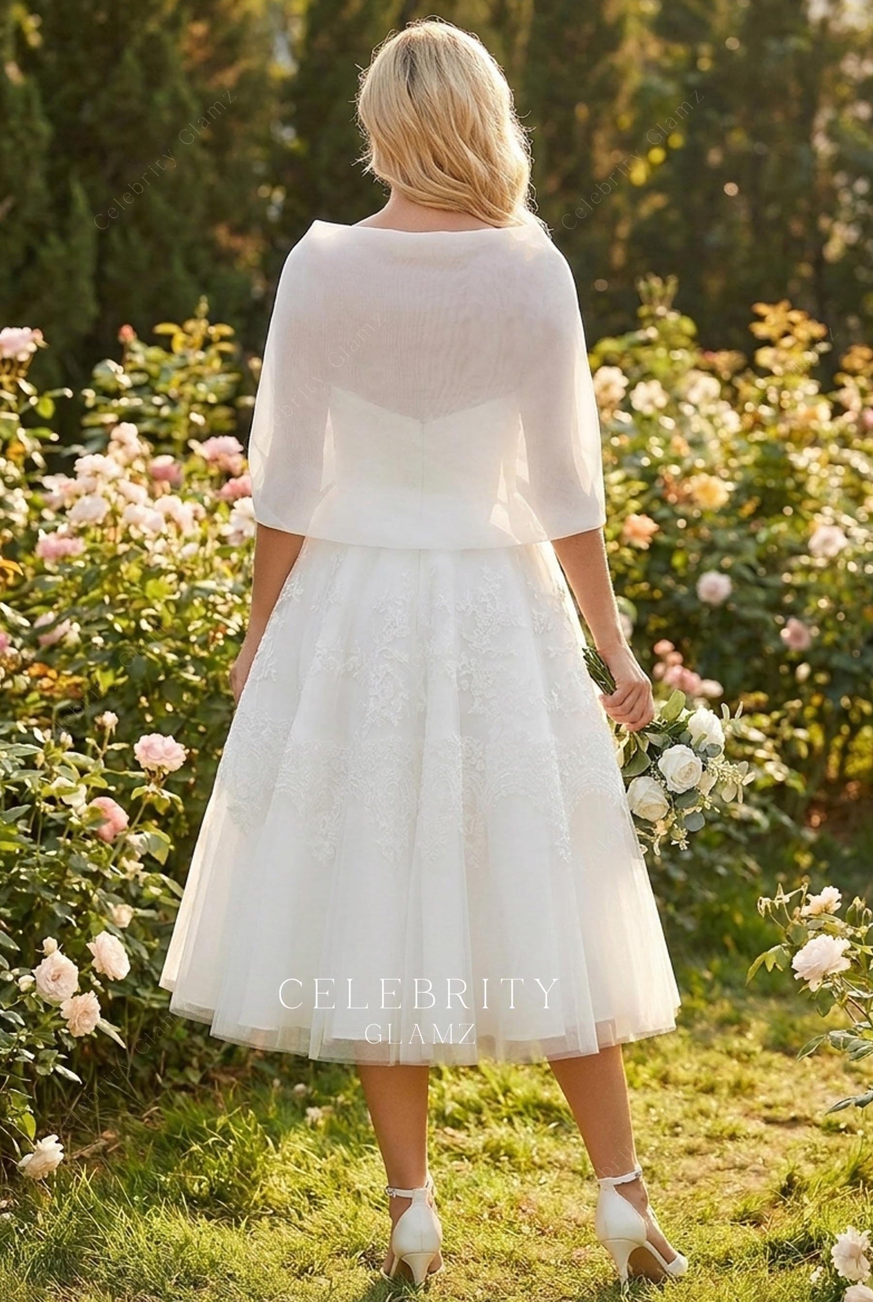 white lace a line wedding dress