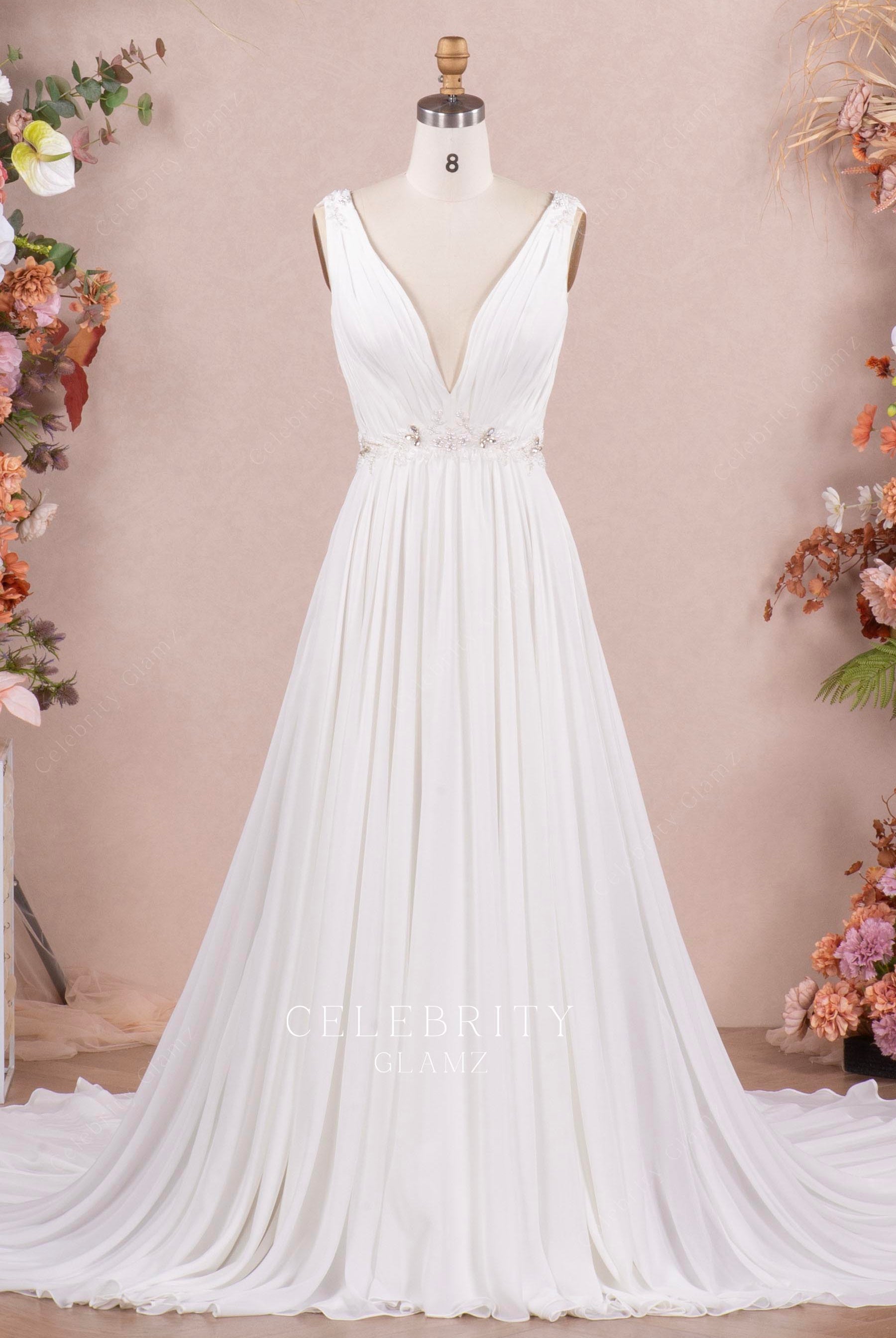 white lace boho aline bridal dress
