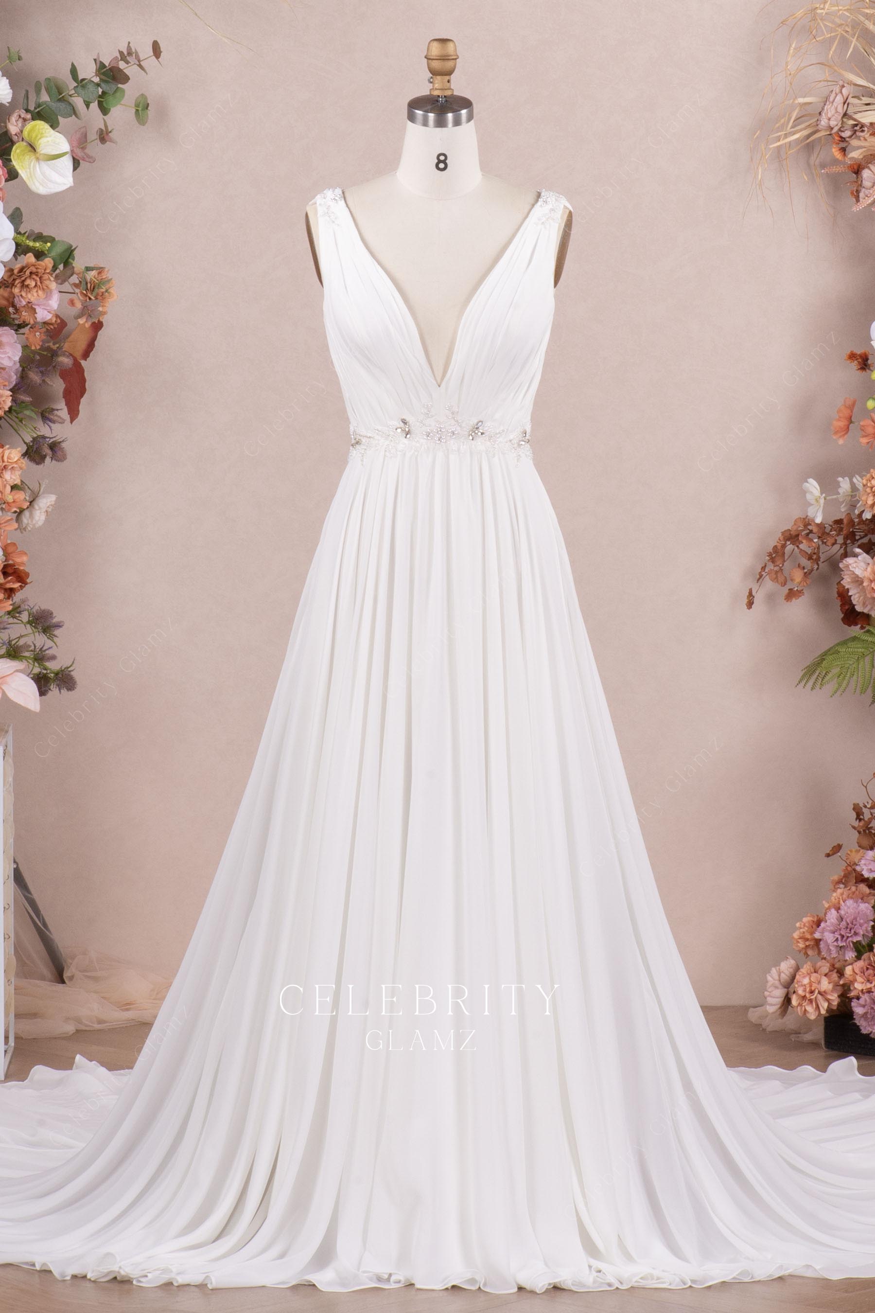white lace boho aline bridal dress