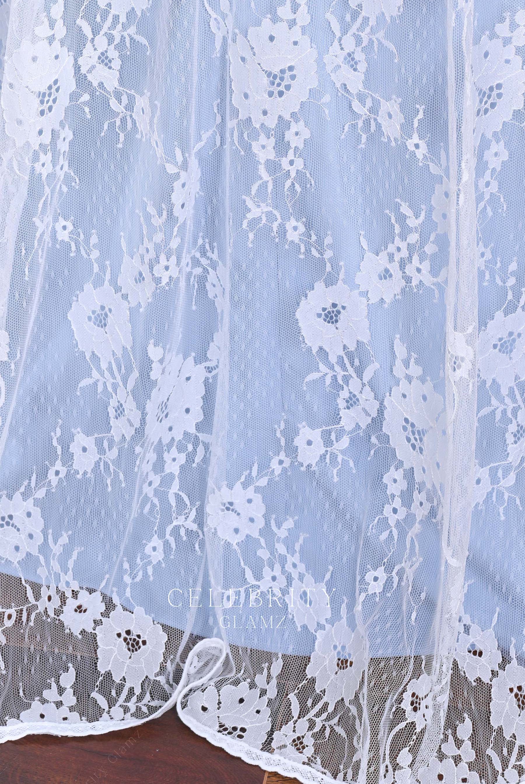 white lace overlay sky blue prom dress