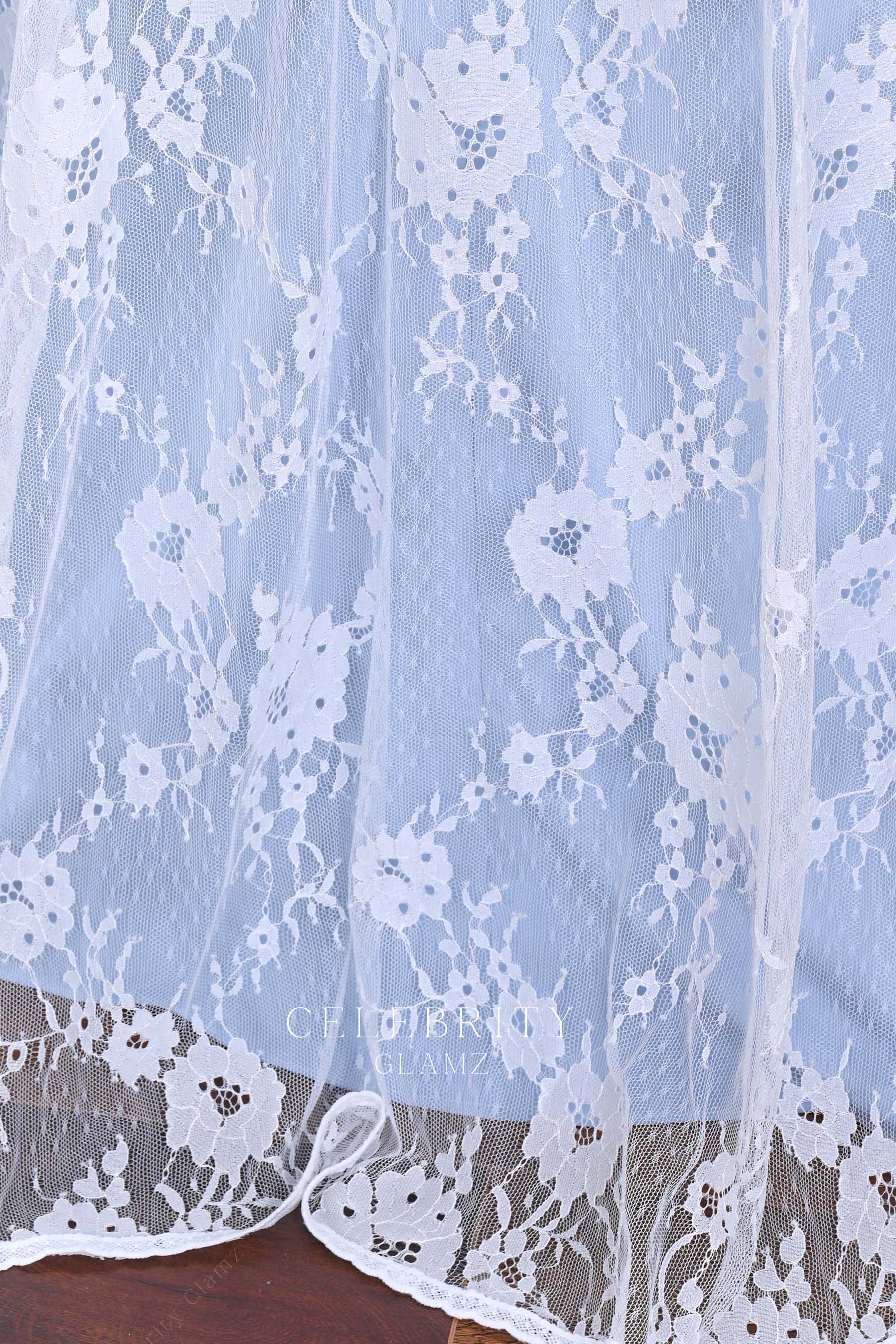 white lace overlay sky blue prom dress