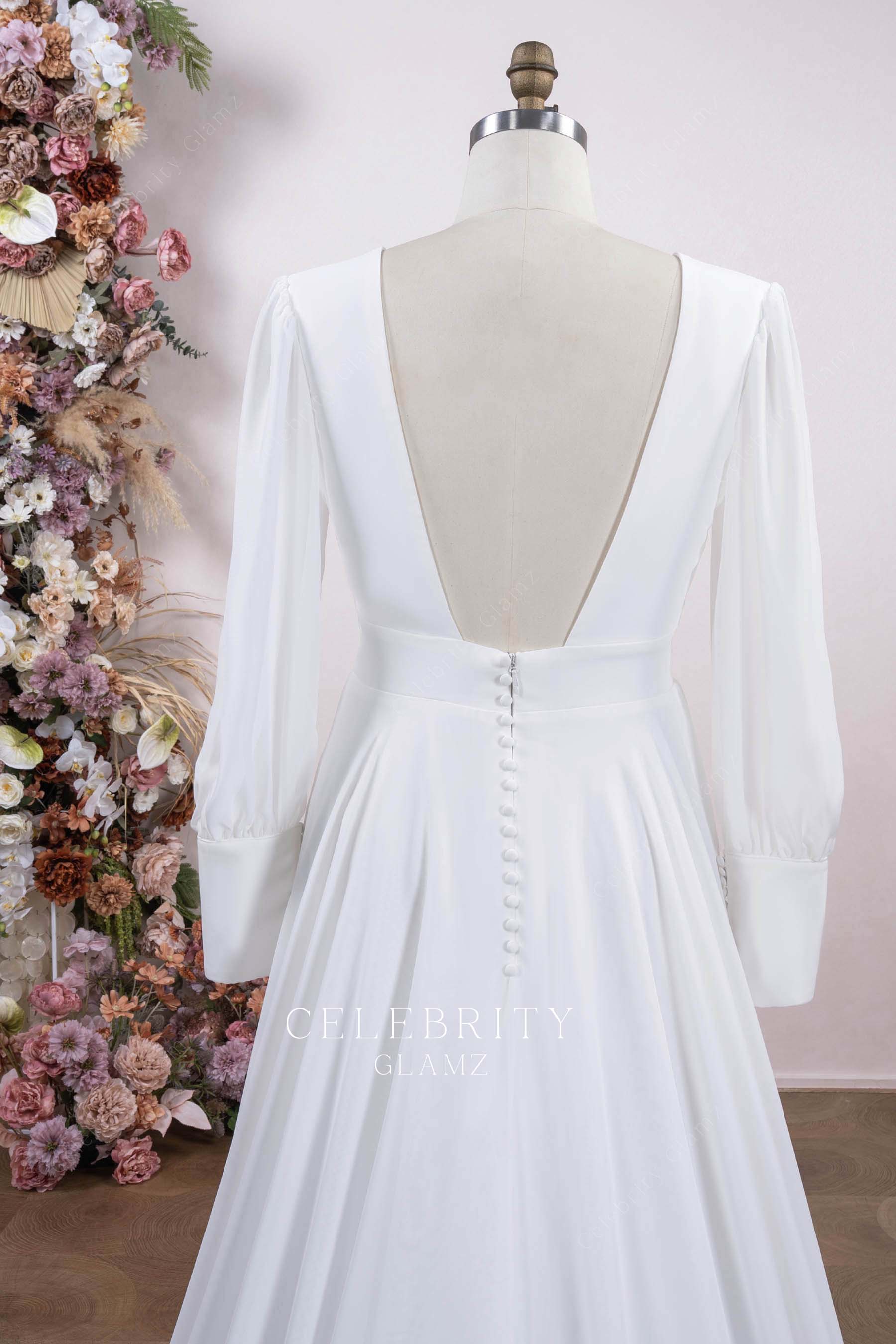 white open back wedding dress
