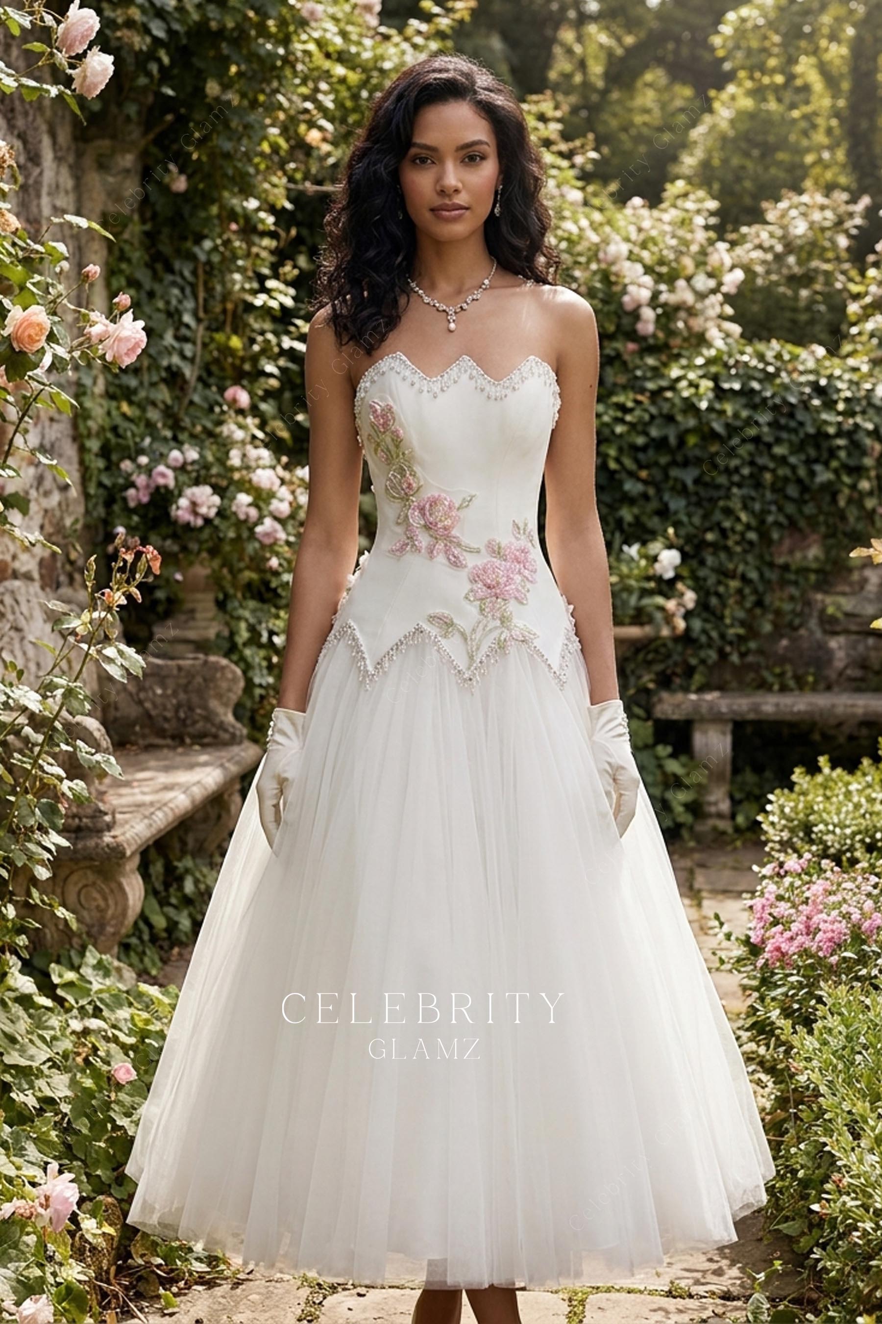 white strapless a line wedding dress