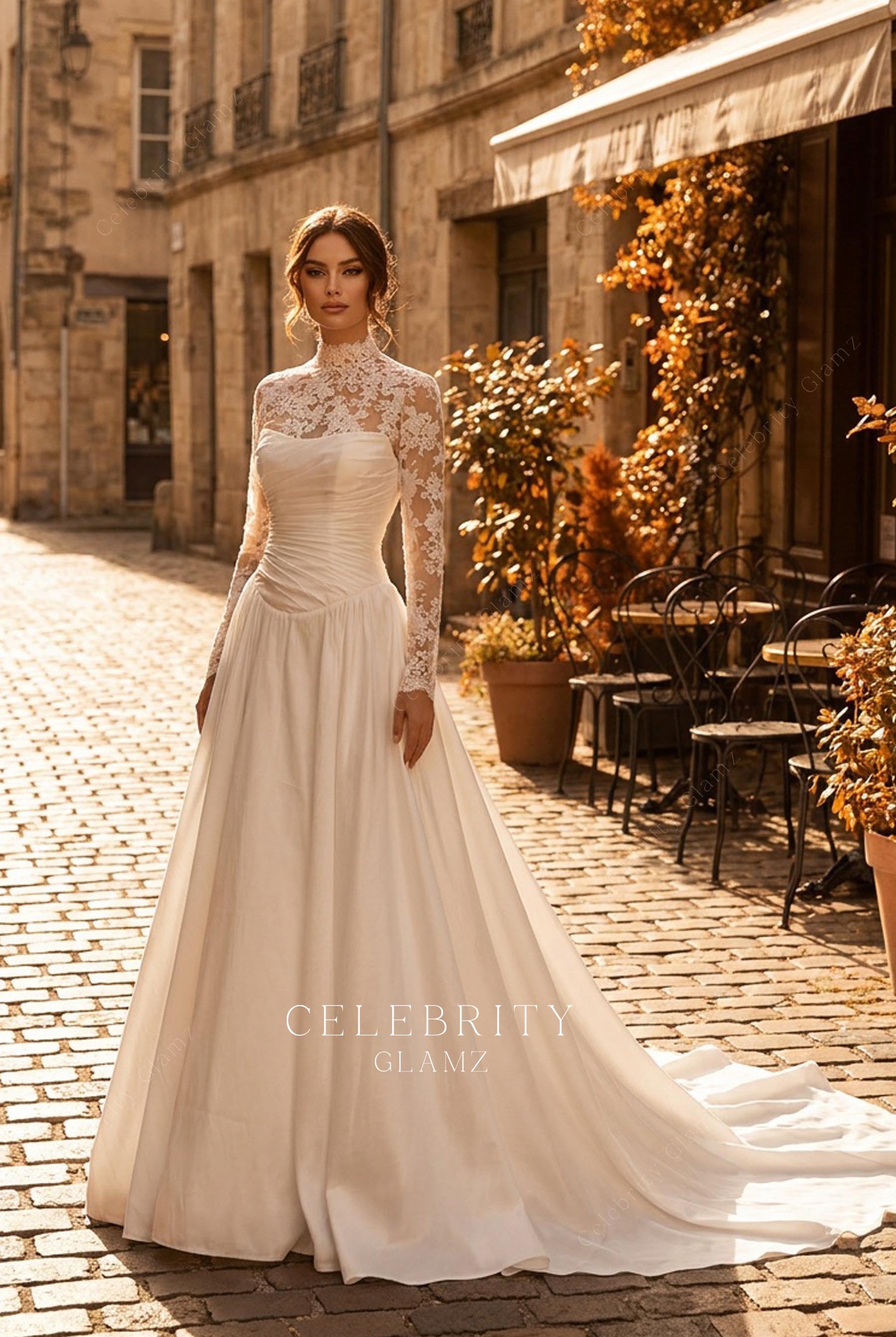 white taffeta drop waist wedding dress