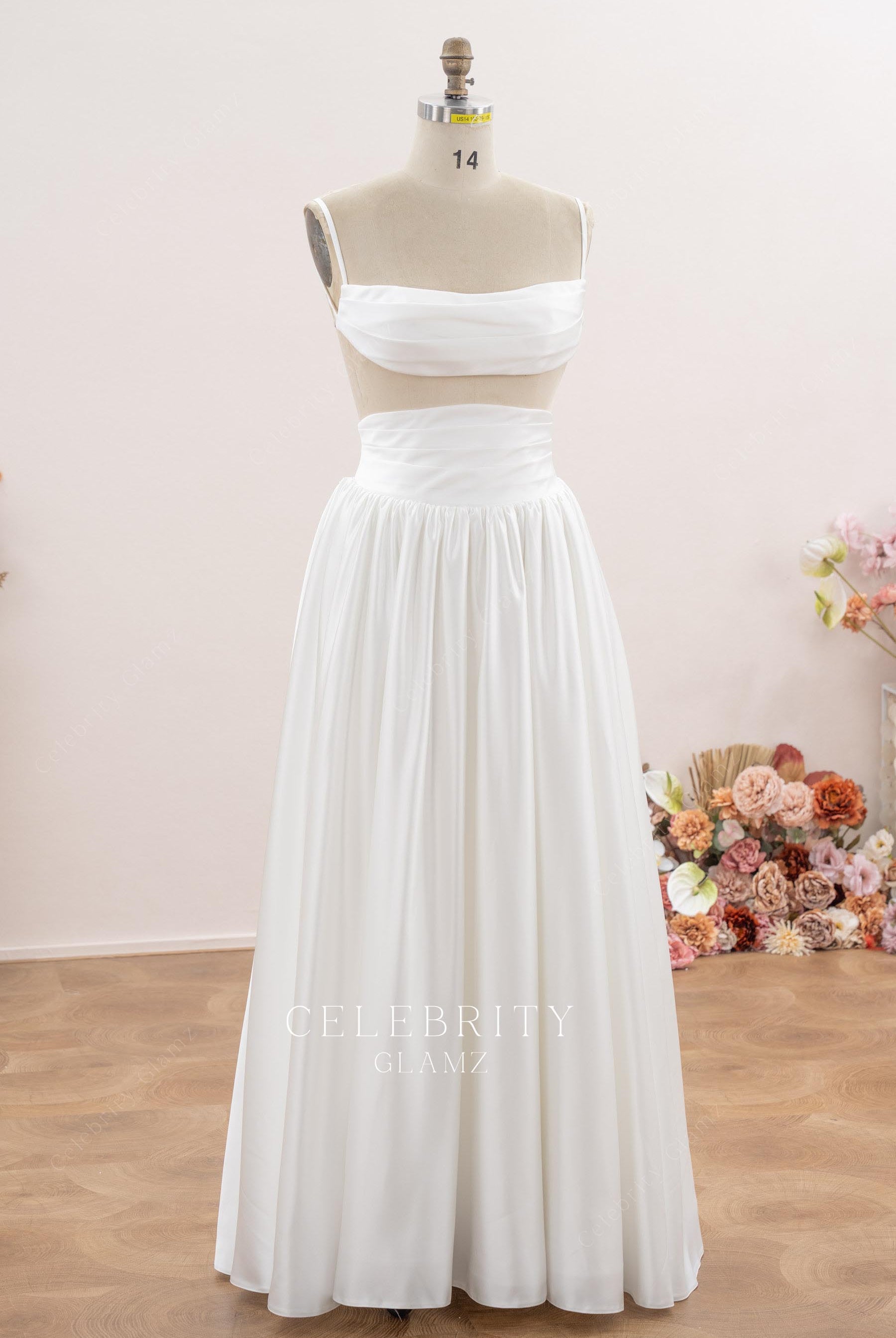 white two piece a line bridal dress