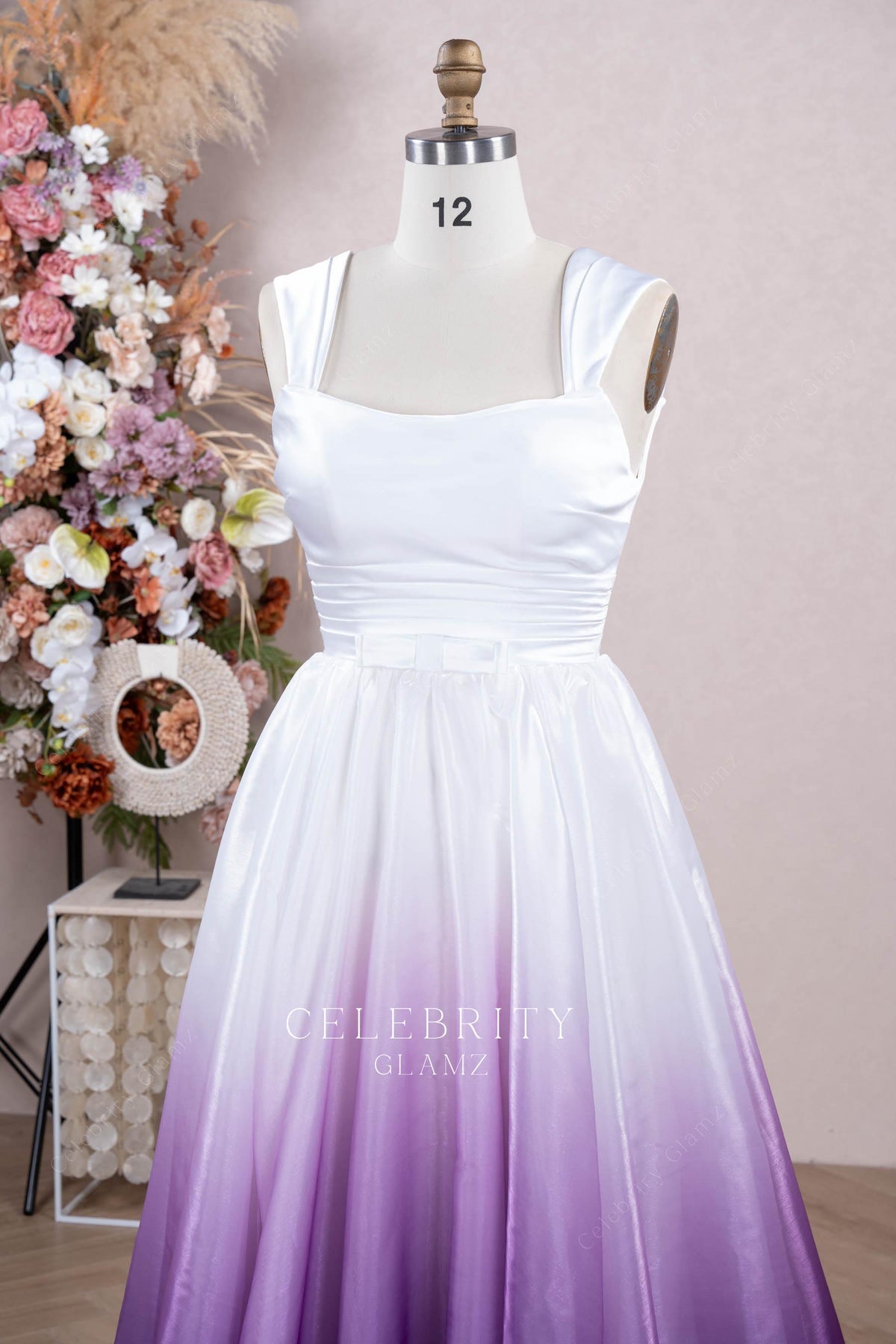 wide straps organza wedding dress