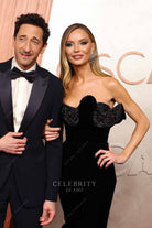 2025 Oscars red carpet Georgina Chapman ruffled neckline formal  dress