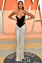 2025 vanity fair party Joan Smalls strapless prom dress