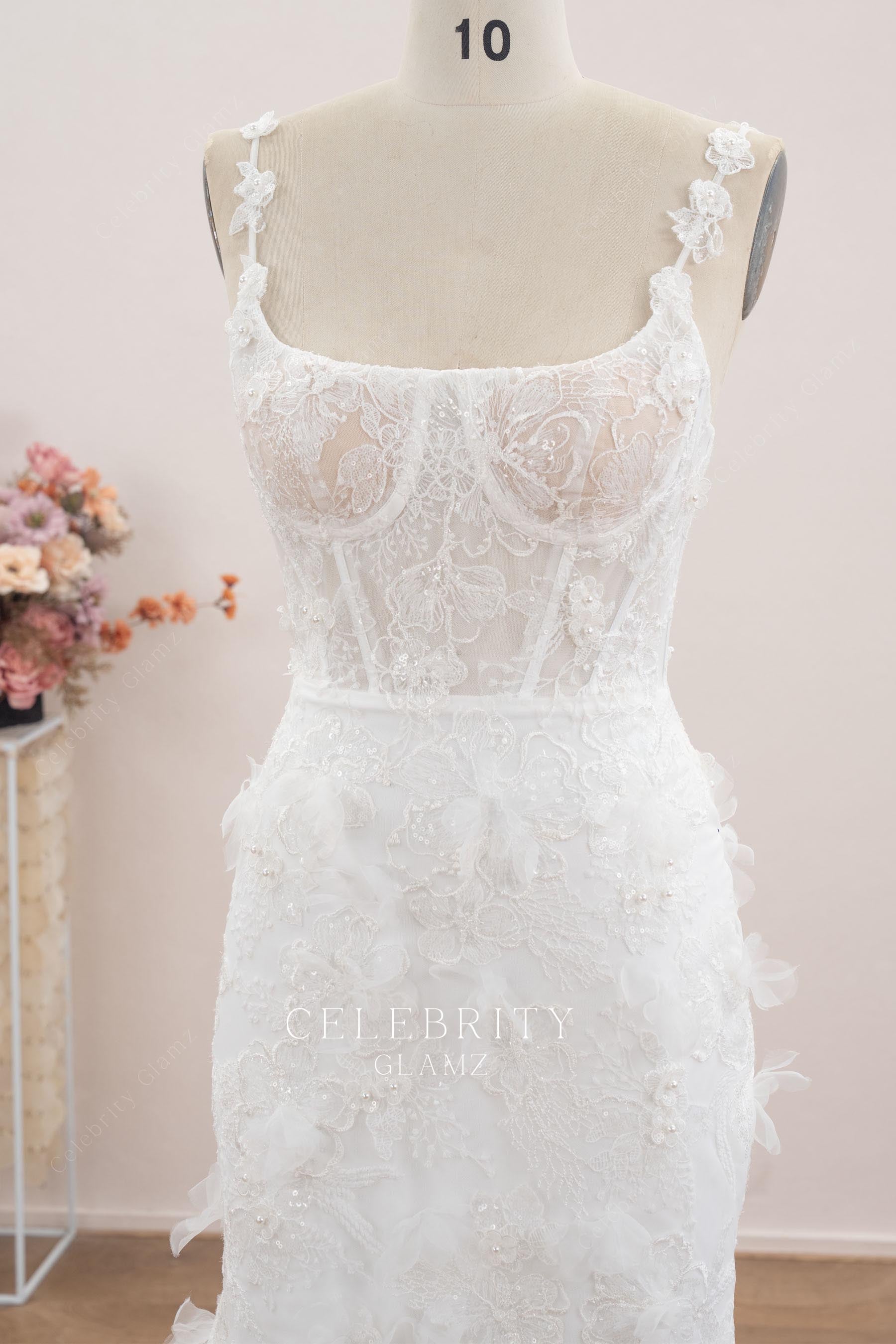 3d floral lace wedding dress